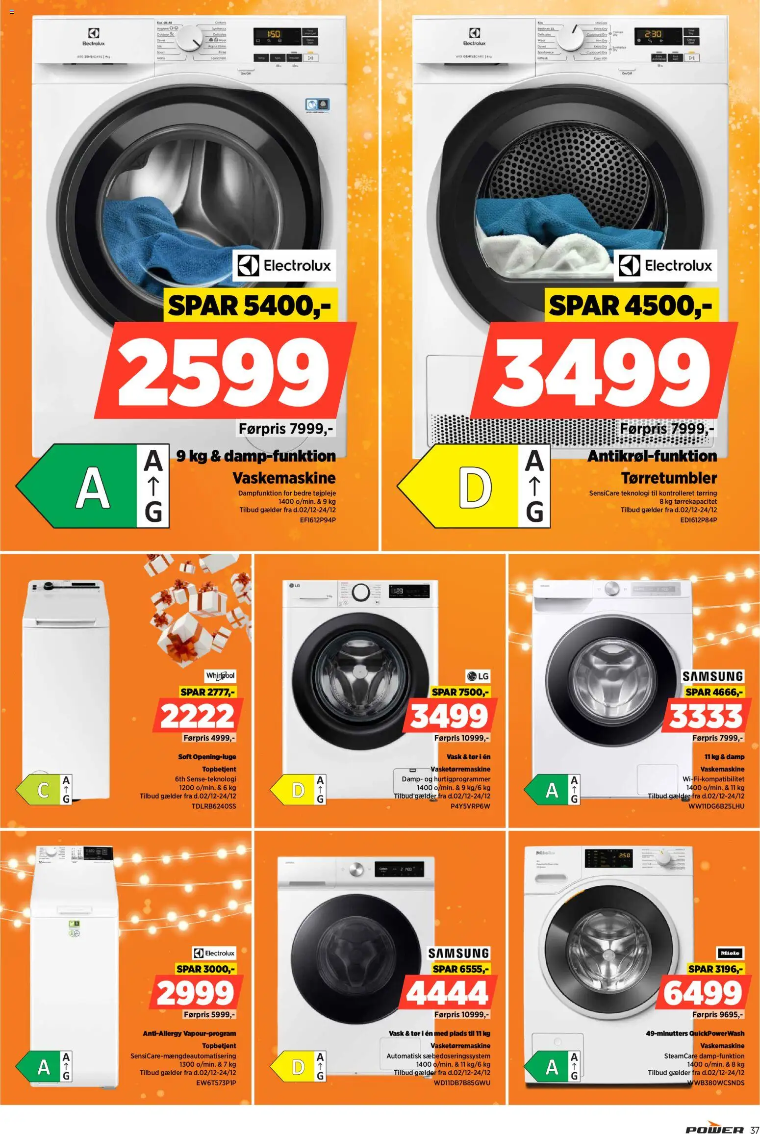 Power tilbudsavis – gyldig fra 02.12.2025 | Side: 37 | Produkter: Vaskemaskine, Tørretumbler