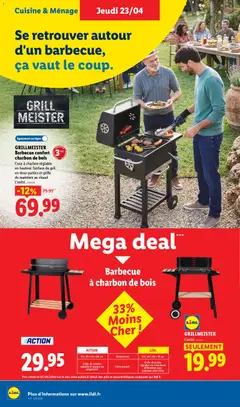 LIDL - Prévisualisation de GRILLMEISTER Barbecue confort charbon de bois, Cuve à charbon réglable en hauteur. Surface de gril en deux parties et grille de maintien au chaud valide à partir de 23.04.2026 | Page: 36