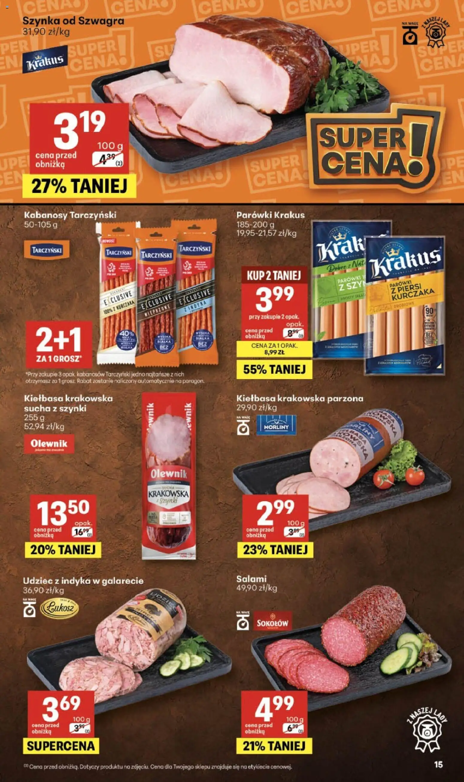 Delikatesy Centrum gazetka - Sklepy Własne od 19.03.2026 | Strona: 15 | Produkty: Kiełbasa, Piersi, Parówki, Salami