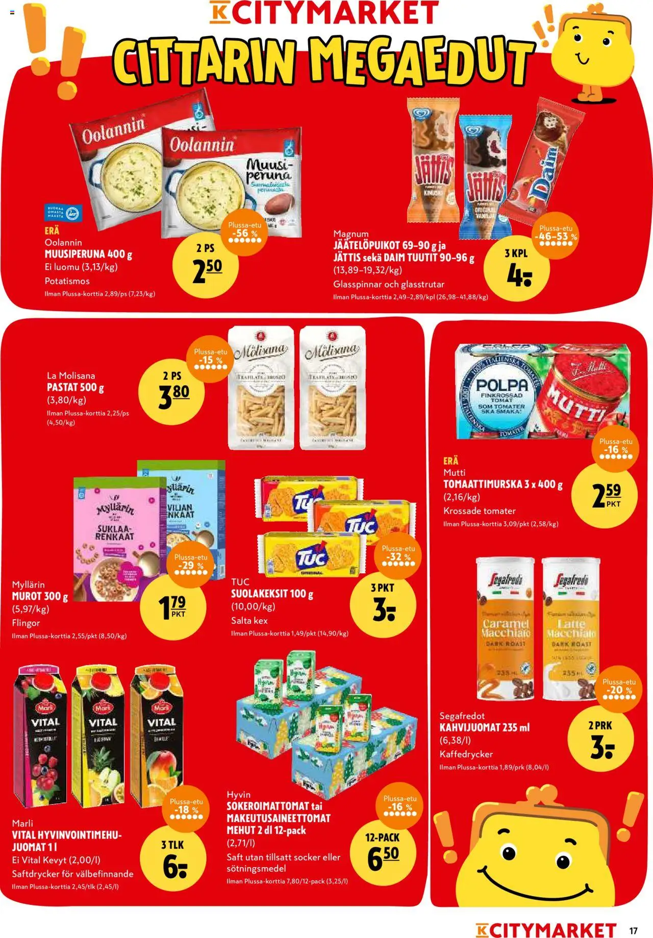 K-Citymarket tarjoukset – voimassa 15.09.2025 alkaen | Sivu: 17 | Tuotteet: Peruna, Suklaa, Murot