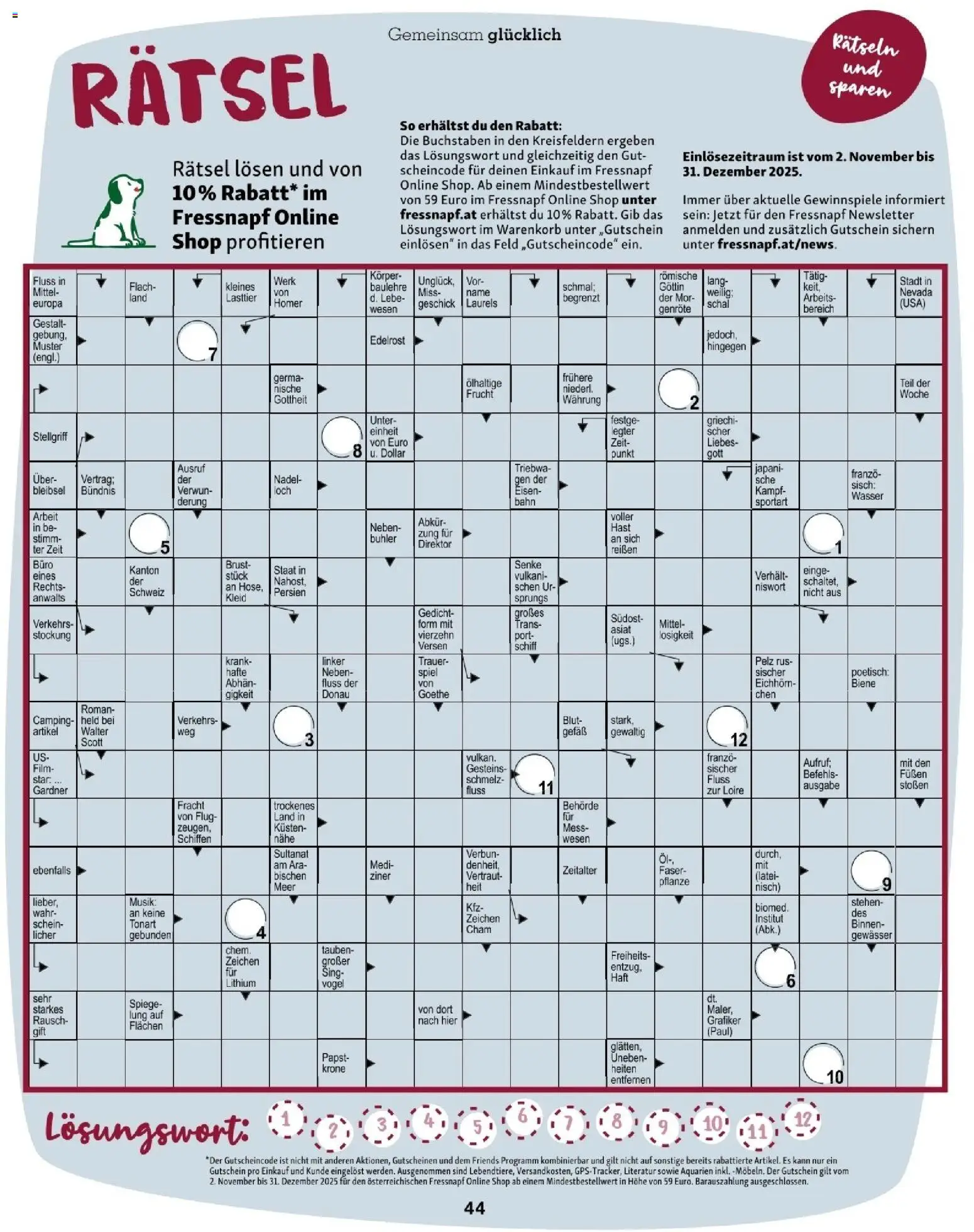 Fressnapf Friends 06/25 gültig ab 01.11.2025 | Seite: 44 | Produkte: Wasser, Schal, Spiel, Öl