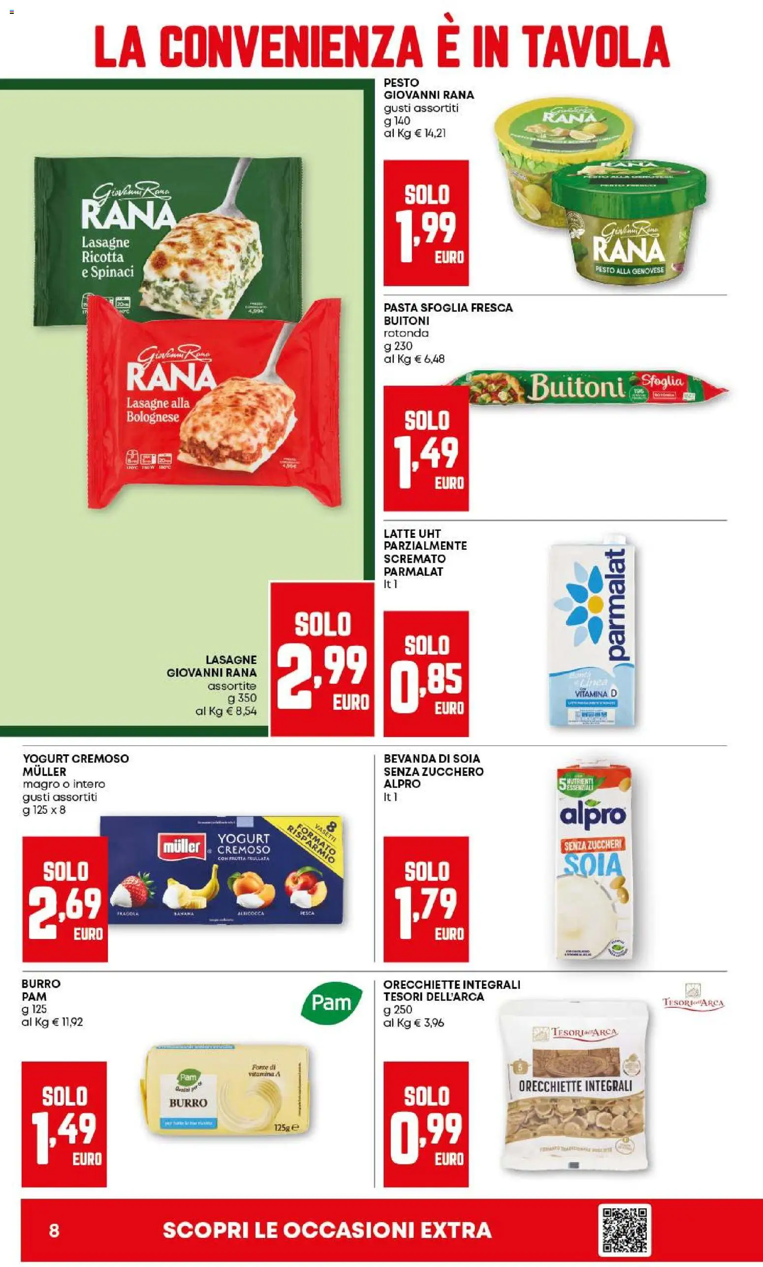 Volantino PAM del 12.03.2026 | Pagina: 8 | Prodotti: Zucchero, Latte, Burro, Spinaci