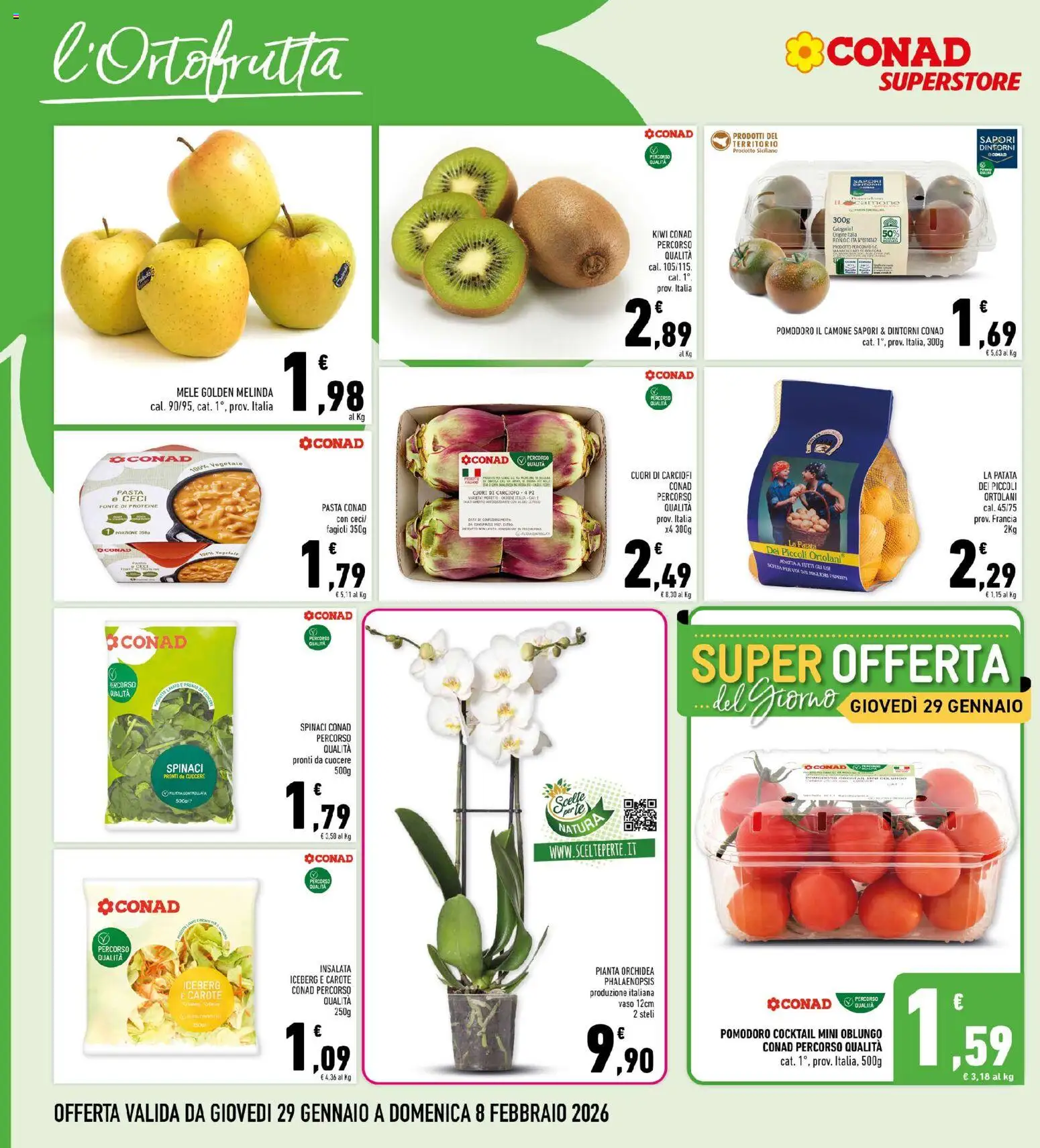 Volantino Conad del 29.01.2026 | Pagina: 6 | Prodotti: Tè, Carote, Spinaci, Vaso