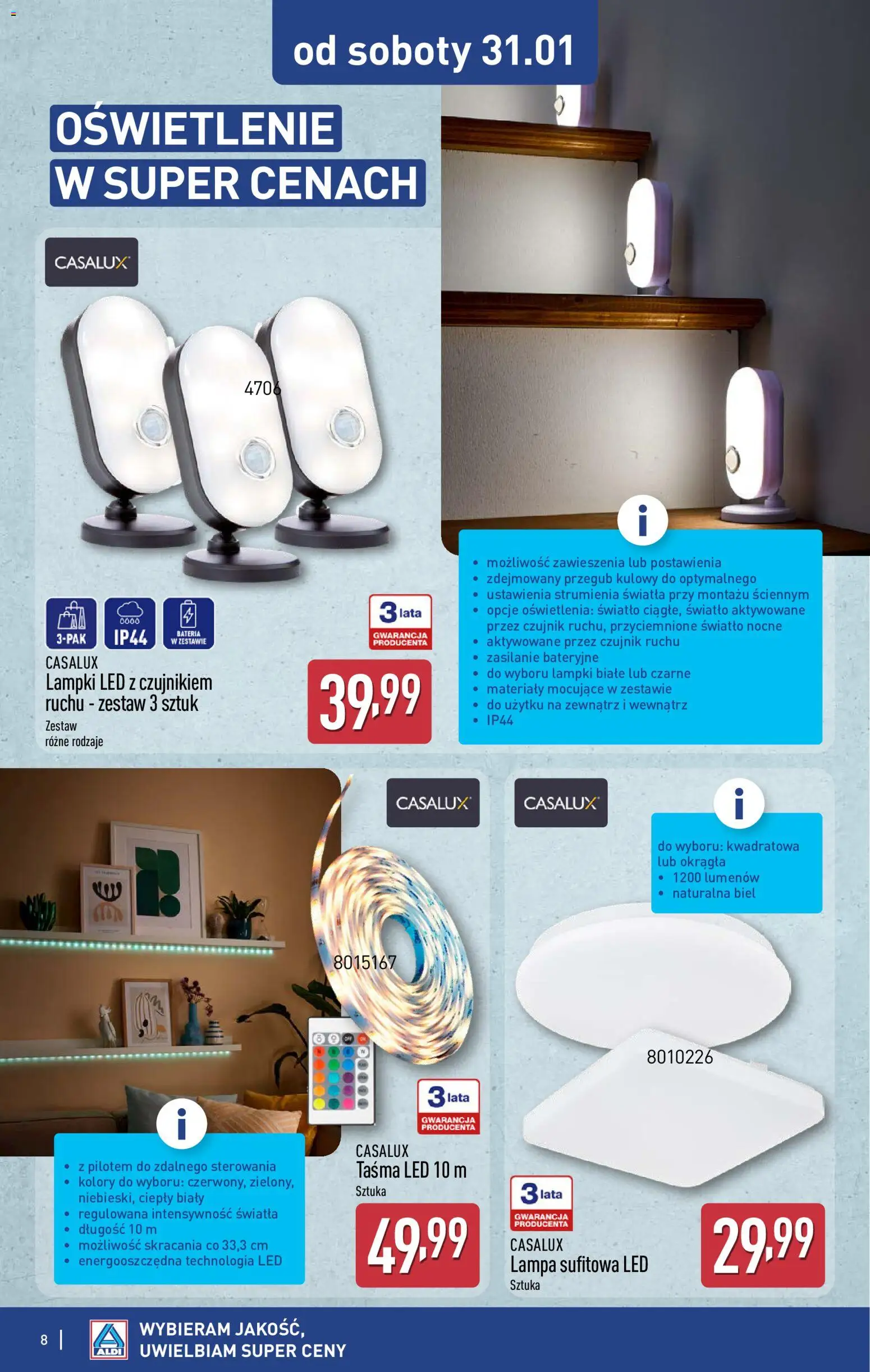 Aldi Gazetka - Hity od Środy i od Soboty od 28.01.2026 | Strona: 8 | Produkty: Lampki, Bateria, Lampa, Taśma LED