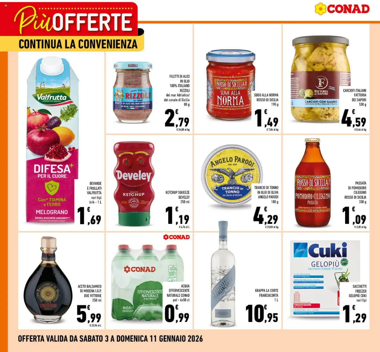Volantino Conad del 03.01.2026 | Pagina: 1 | Prodotti: Olio, Carciofi, Passata di pomodoro, Tonno
