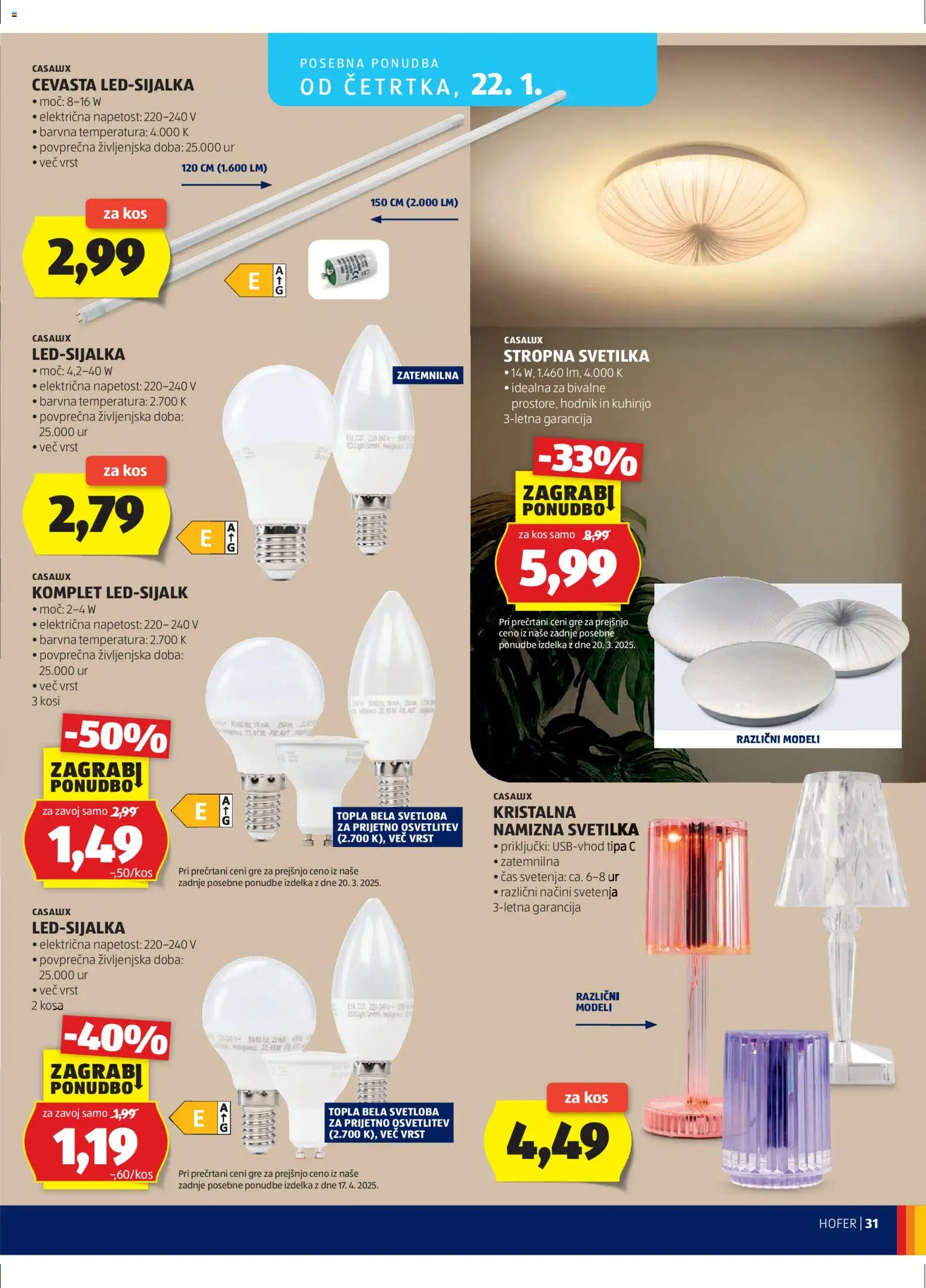 Novi Hofer katalog ponudbe – veljaven od 14.01.2026 | Stran: 31 | Izdelki: Kos, Svetilka, Namizna svetilka