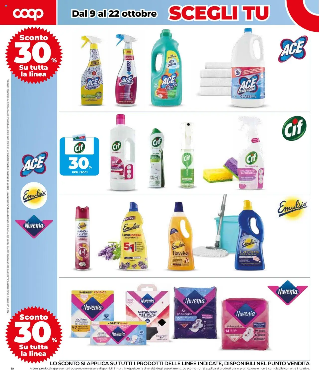 Volantino COOP del 09.10.2025 | Pagina: 10 | Prodotti: Crema, Candeggina, Mutandine, Data