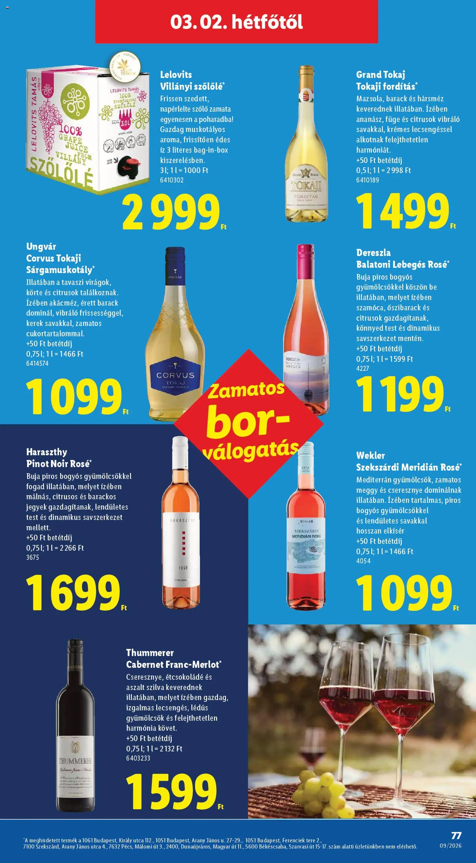 Lidl akciós ujság - amely érvényes a következő dátumtól: 26.02.2026 | Oldal: 77 | Termékek: Meggy, Cseresznye, Szilva, Bor