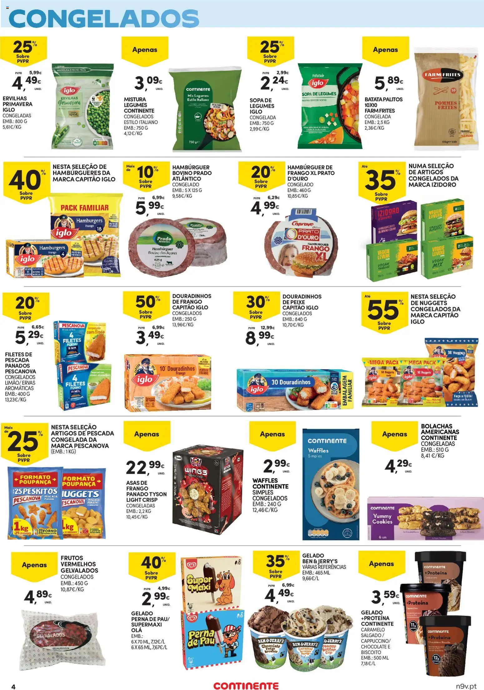 Continente - Açores │ válido de 13.11.2025 | Página: 4 | Produtos: Batata, Peito de frango, Hambúrguer, Nuggets