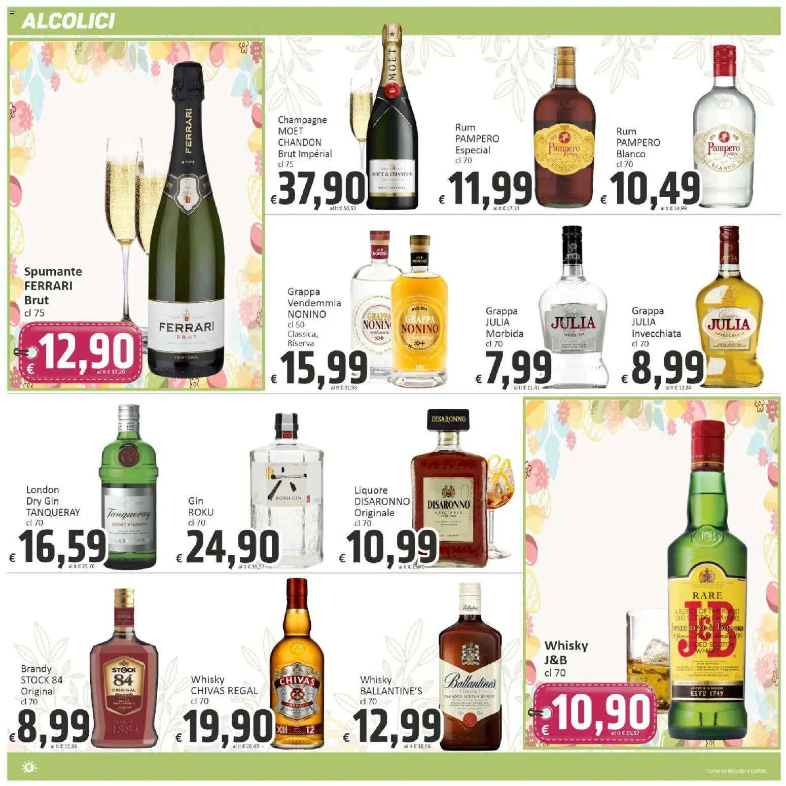 Volantino Paghi Poco del 24.03.2026 | Pagina: 6 | Prodotti: Whisky, Spumante, Scaffale, Brandy