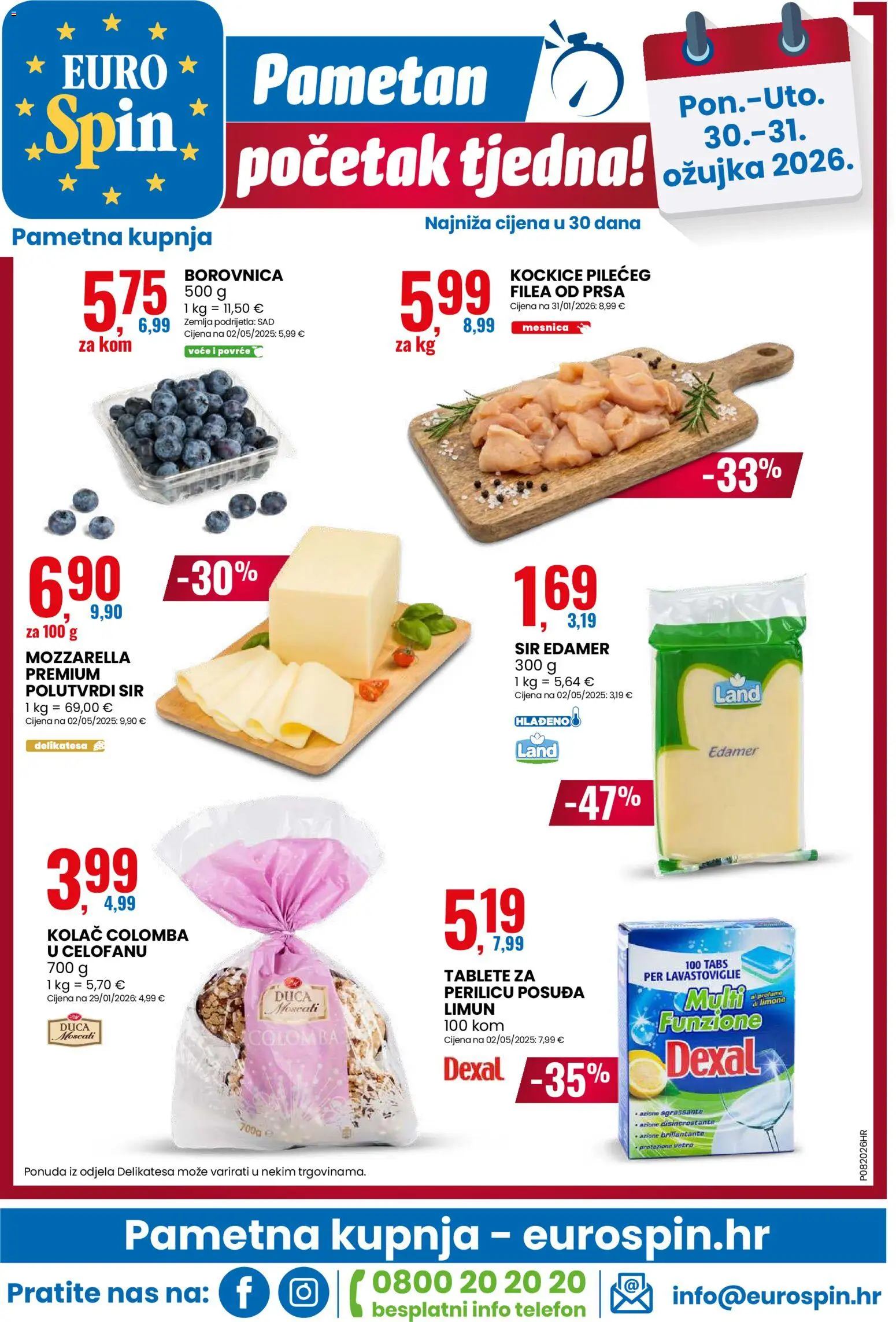 Eurospin katalog | vrijedi od 25.03.2026 | Stranica: 24 | Proizvodi: Mozzarella, Sir, Borovnica, Telefon