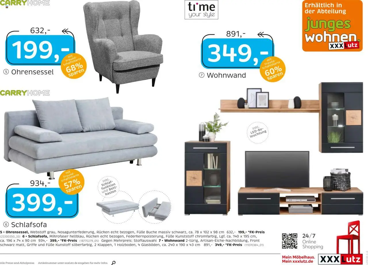 XXXL Lutz Nr. 1 beim Preis - gültig ab dem 18.08.2025 | Seite: 23 | Produkte: Schlafsofa, Wohnwand, Bett