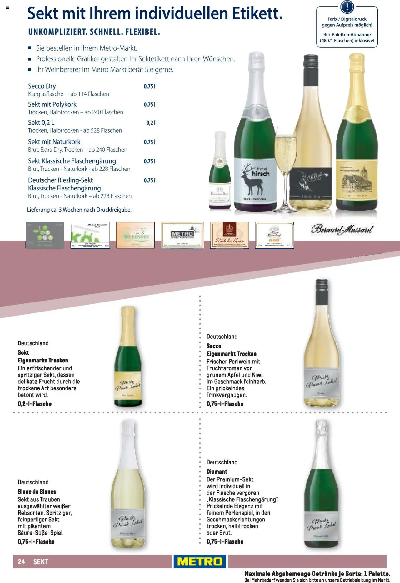 Metro Sortimentskatalog Vereine & Feste – gültig ab 01.06.2024 | Seite: 24 | Produkte: Sekt, Äpfel
