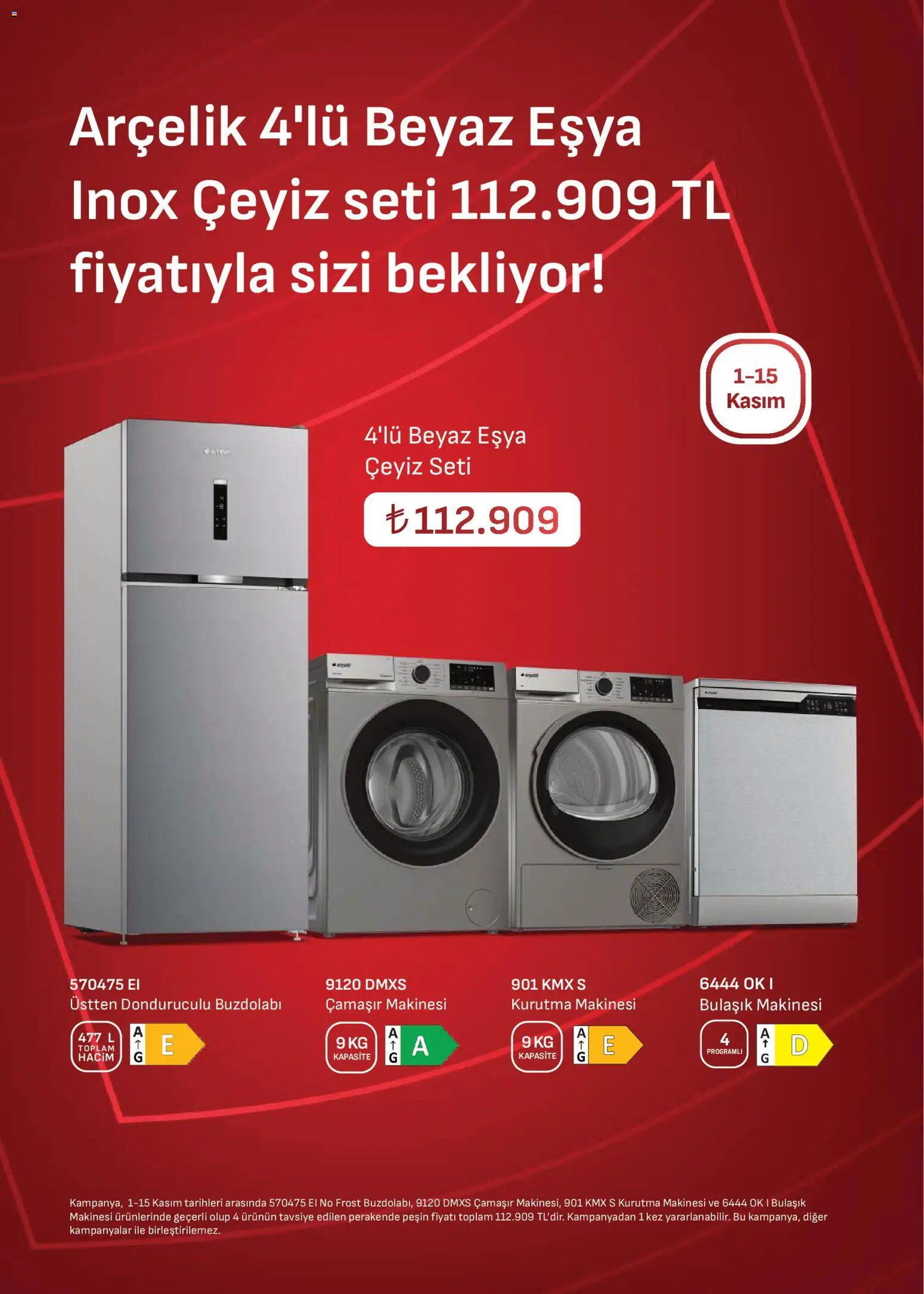 Arçelik Katalog - 01.11.2025 tarihinden itibaren geçerlidir | Sayfa: 4 | Ürünler: Kurutma makinesi, Buzdolabı, Çamaşır makinesi, Bulaşık makinesi