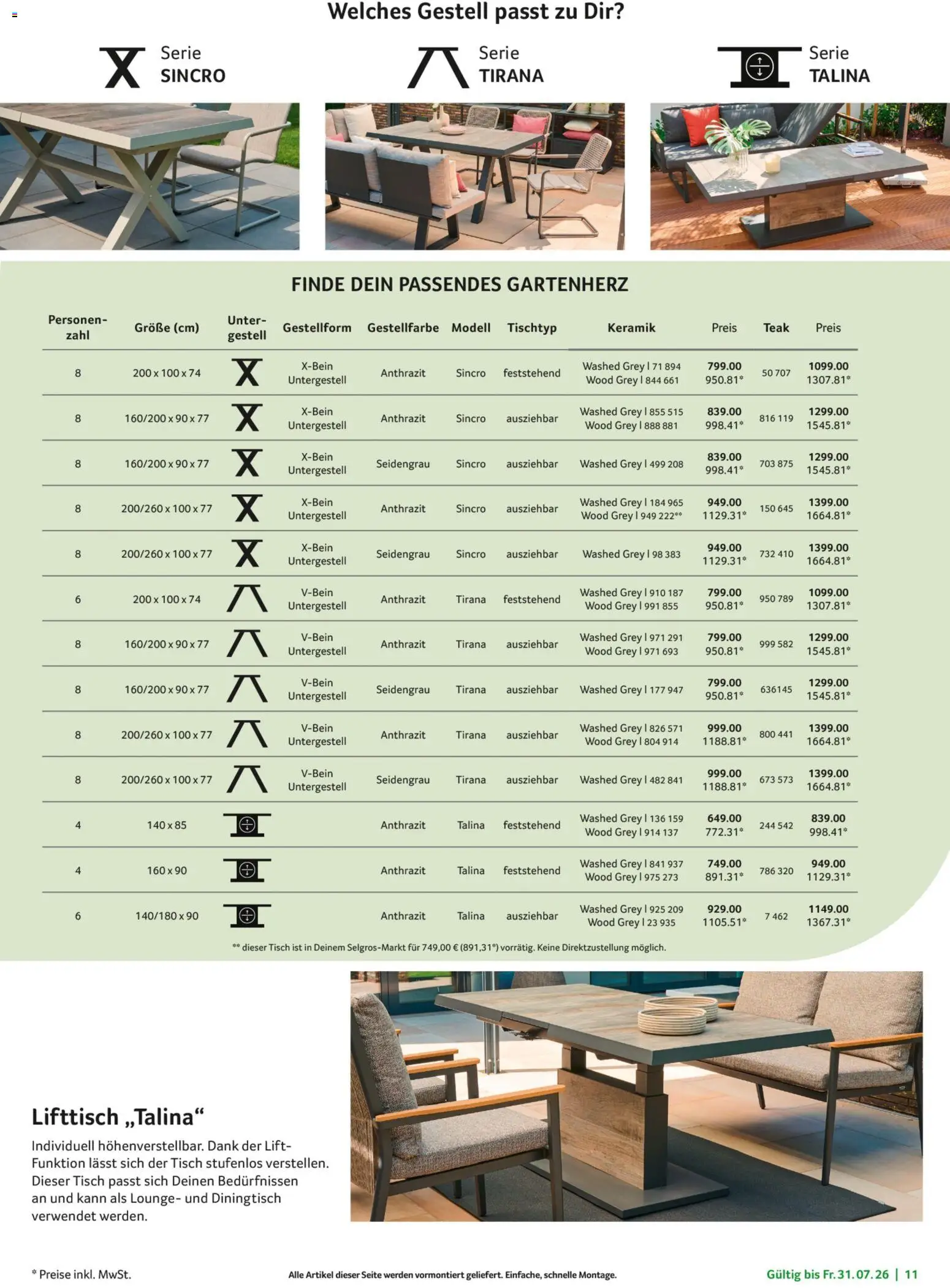 Selgros Garten Exklusiv – gültig ab 19.07.2026 | Seite: 11 | Produkte: Tisch