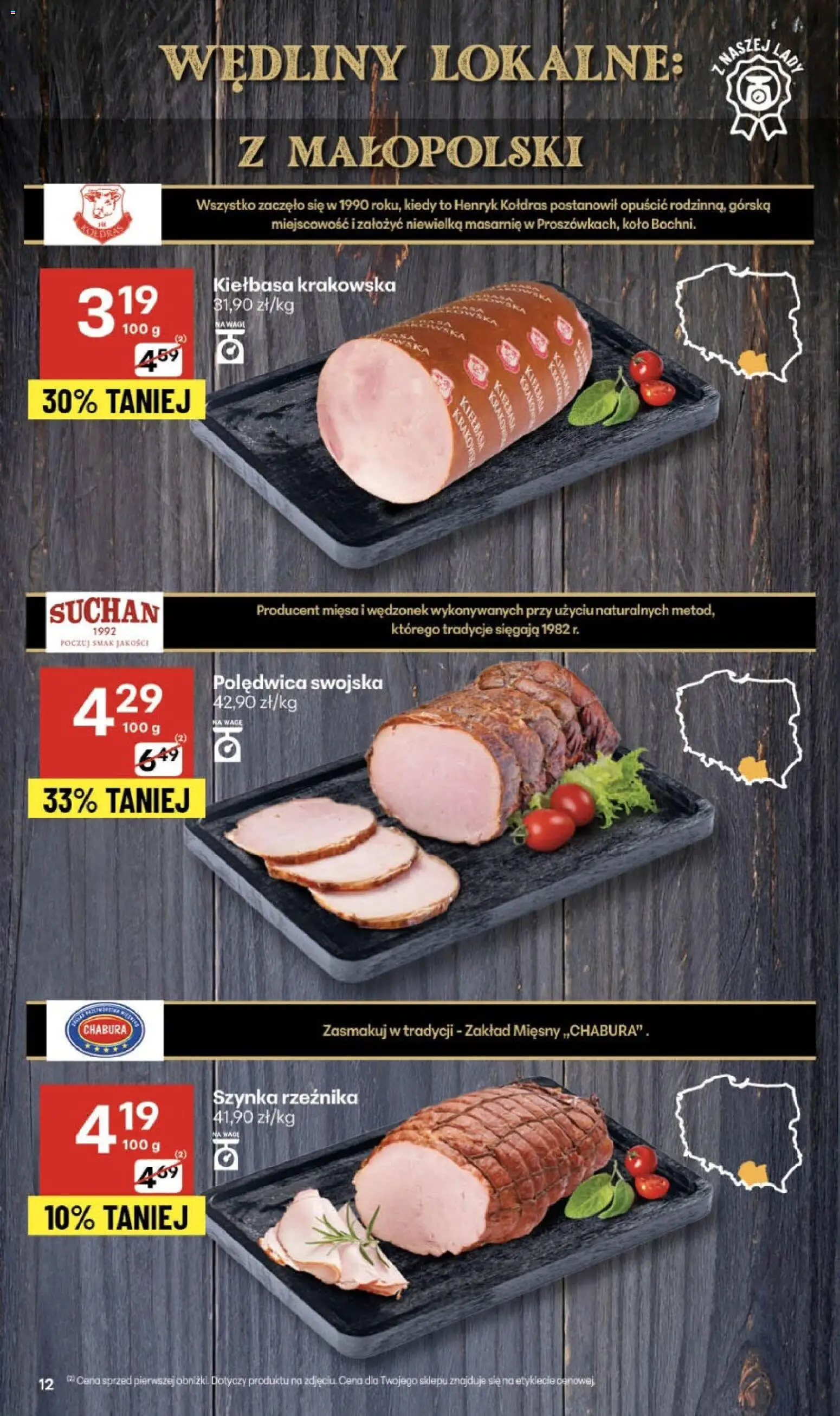 Delikatesy Centrum Gazetka od 30.10.2025 | Strona: 12 | Produkty: Kiełbasa, Szynka, Kiełbasa krakowska, Wędliny