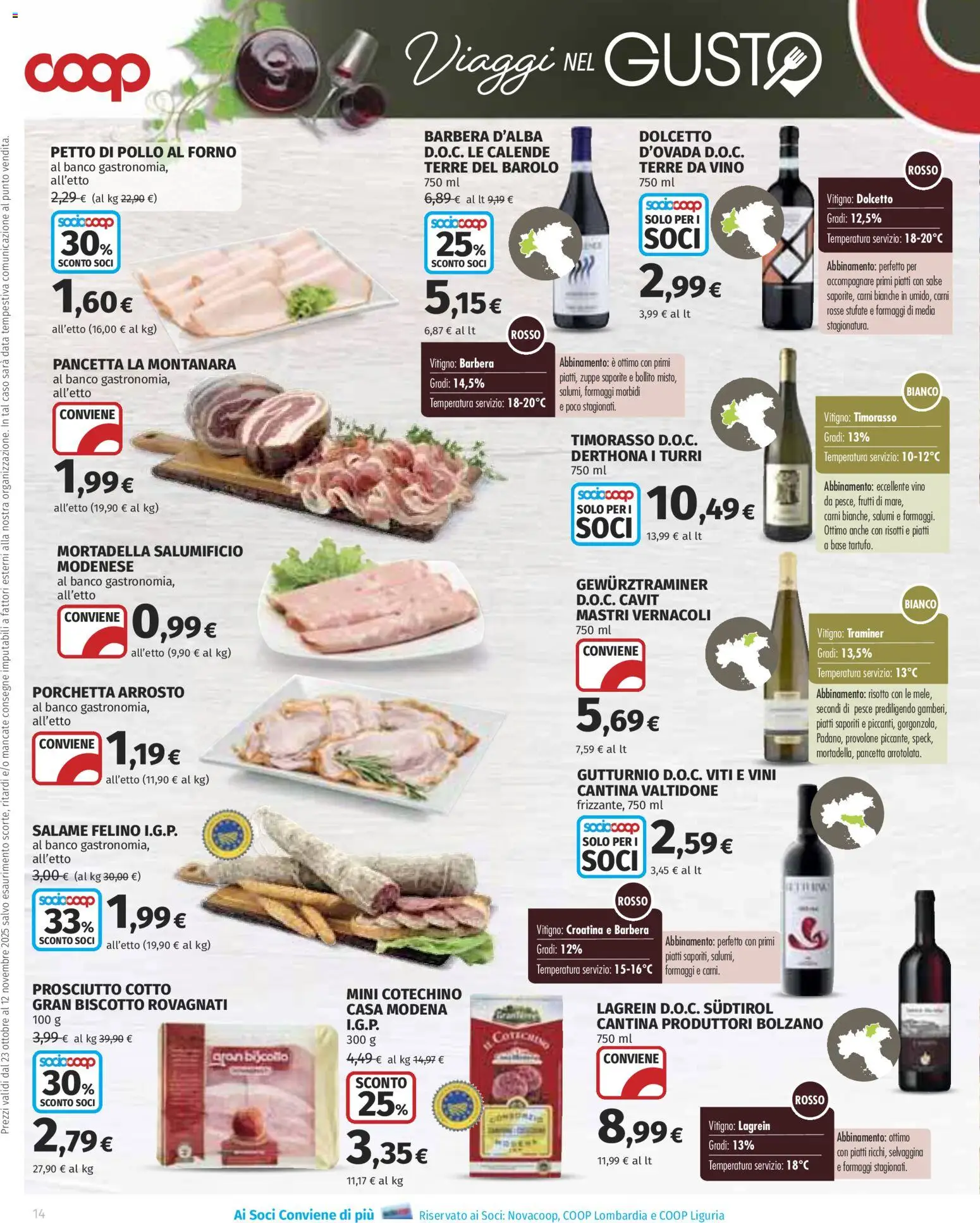 Volantino COOP del 23.10.2025 | Pagina: 14 | Prodotti: Arrosto, Salame, Prosciutto, Cotechino