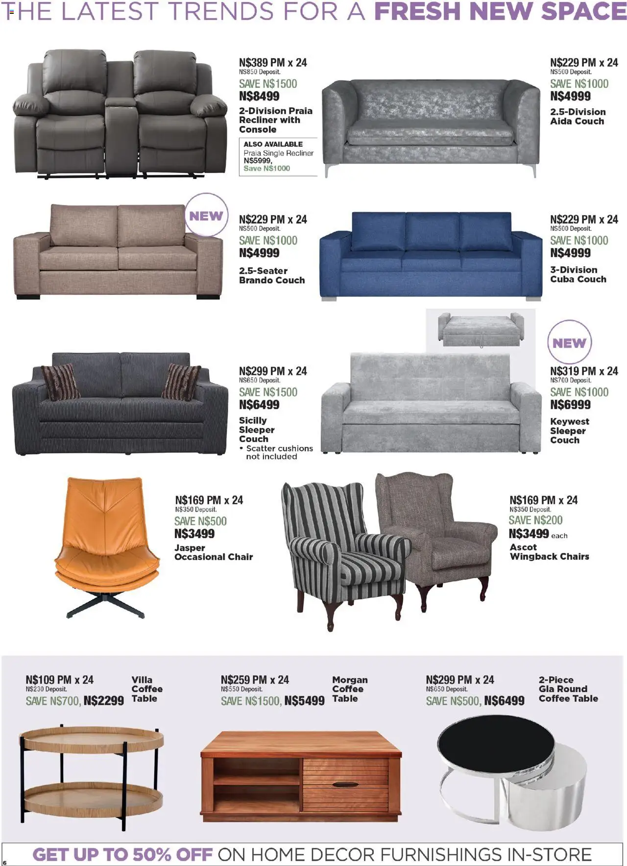 House and Home - Namibia Catalogue │ valid from 18.08.2025 | Page: 6 | Products: Couch, Table, Chair, Coffee