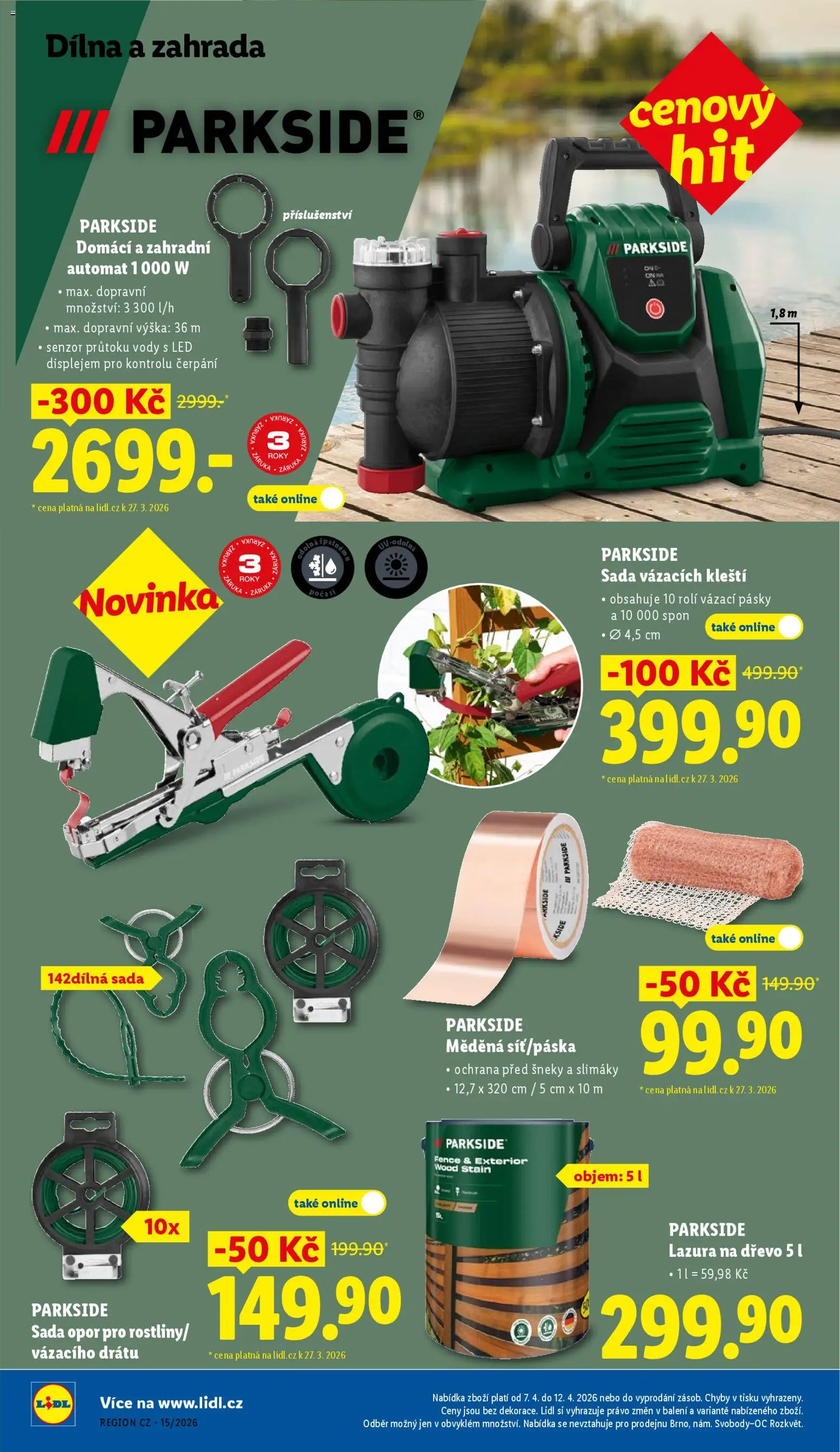 Lidl leták - Spotřební zboží od 07.04.2026 | Strana: 6 | Produkty: Parkside, Zahrada, Lazura na dřevo, LED