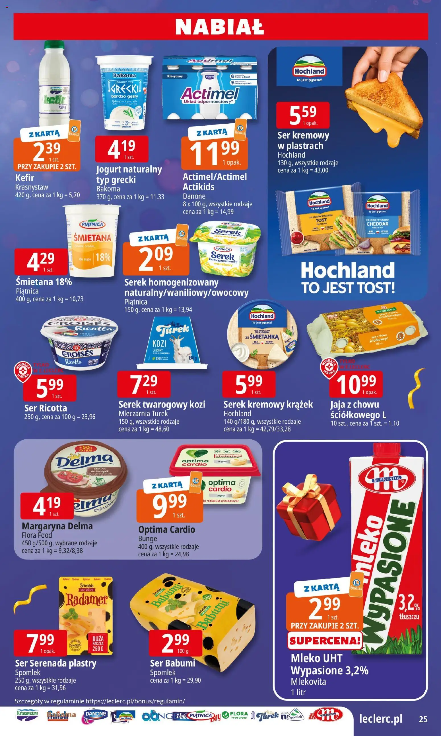 E.Leclerc Gazetka - Warszawa Bielany prezenty od 02.12.2025 | Strona: 25 | Produkty: Margaryna, Ser, Jogurt, Cheddar