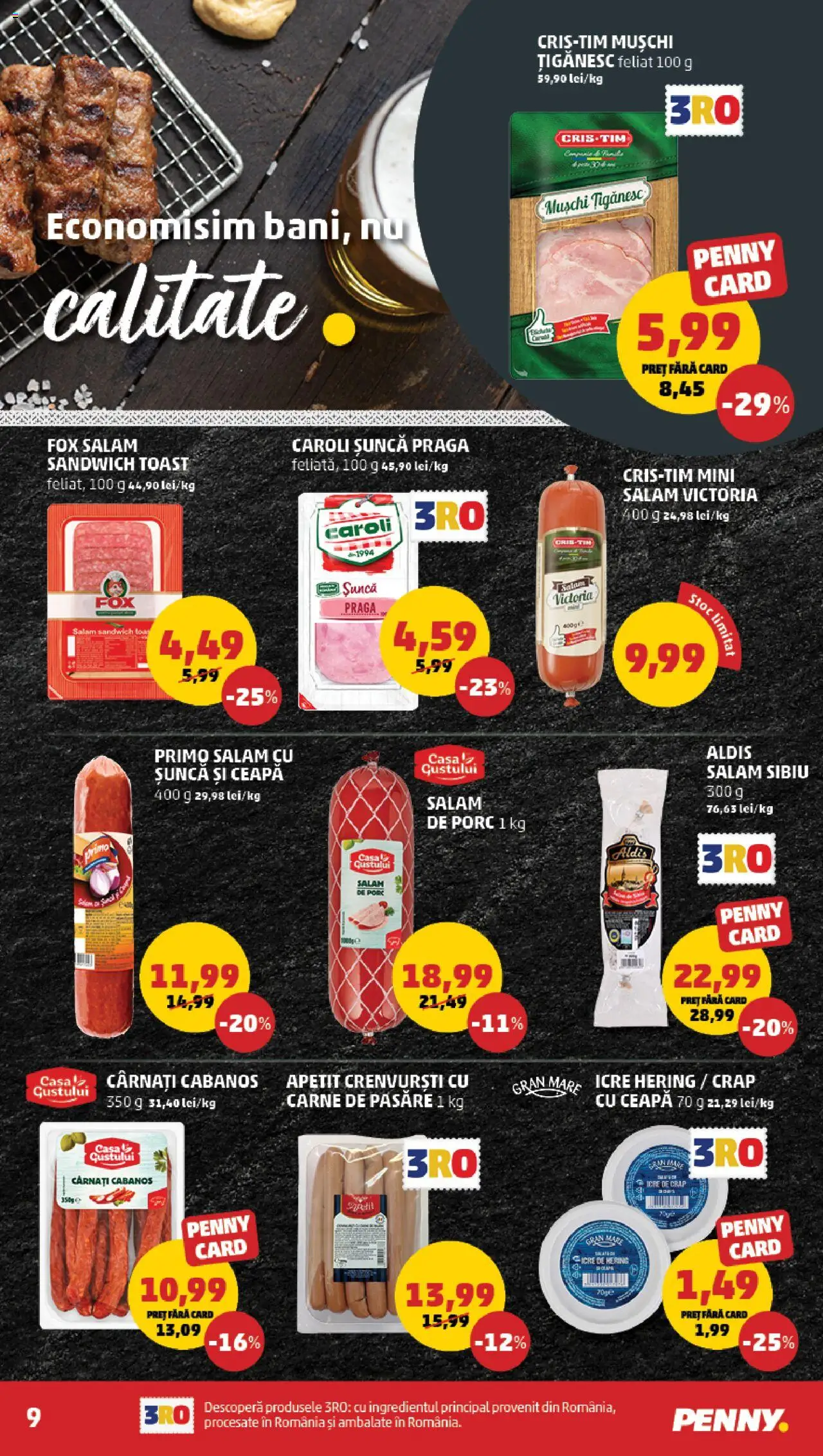 Catalog PENNY – valabil de la 20.08.2025 | Pagină: 9 | Produse: Salam, Șuncă, Ceapă, Cârnați