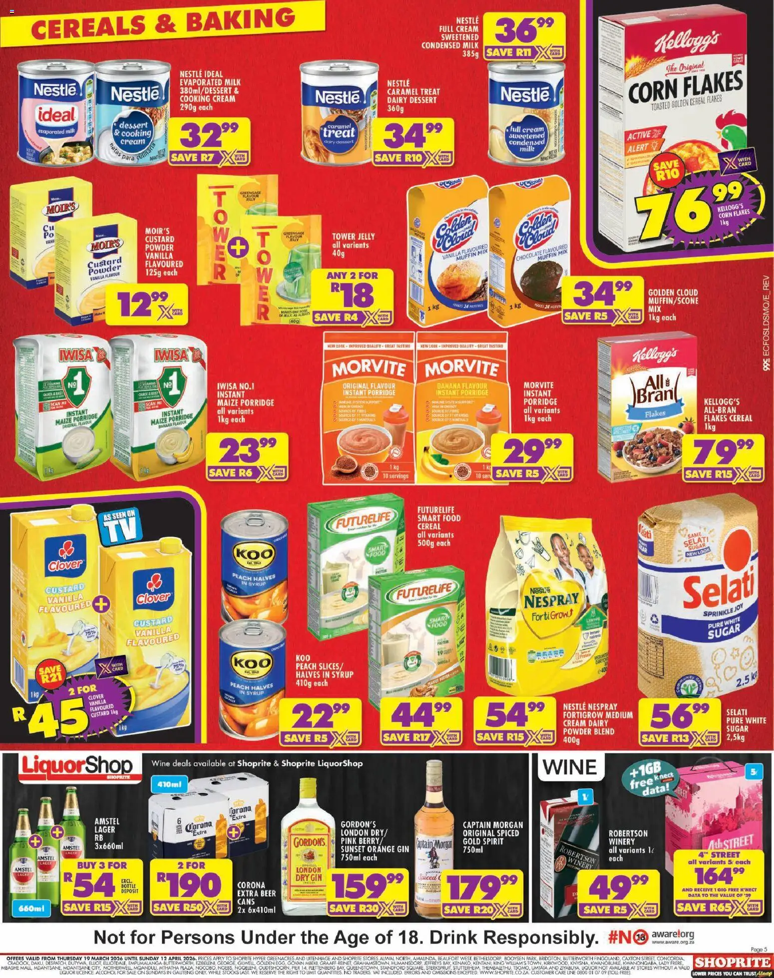 New Shoprite catalogue – valid from 19.03.2026 | Page: 5 | Products: Detergente líquido, Wine, Peach, Caramel