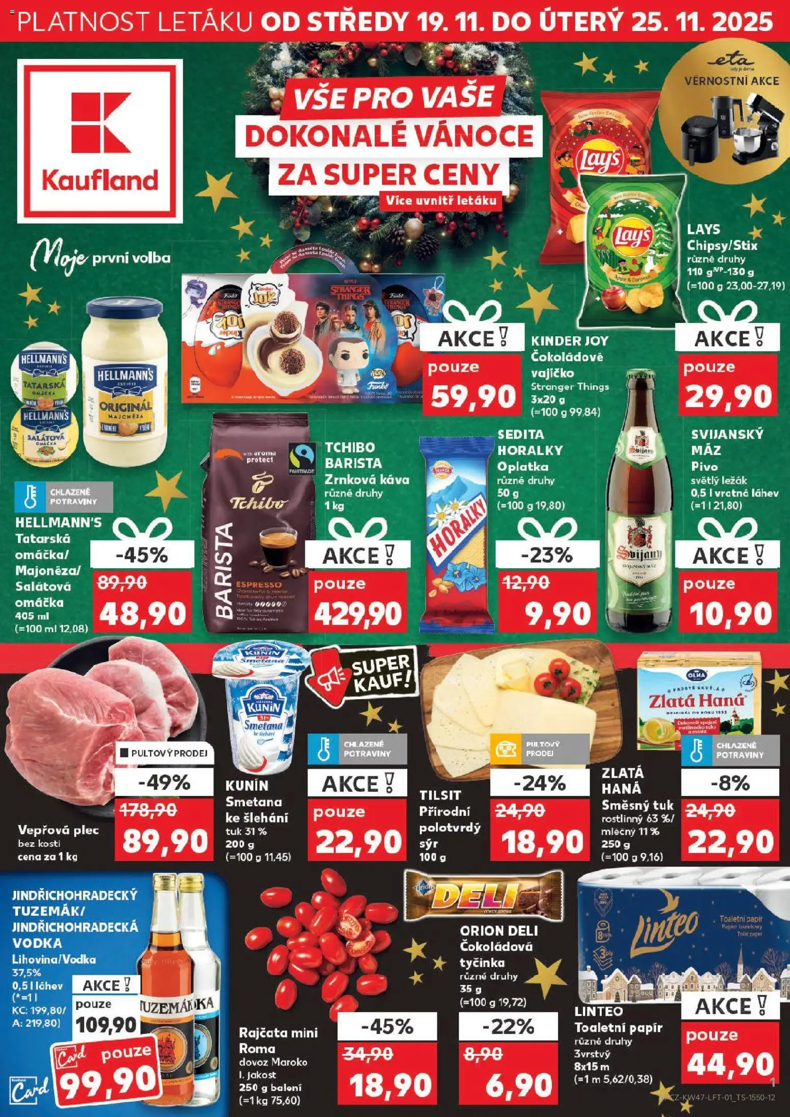 Kaufland leták - Praha 4 od 19.11.2025 | Strana: 1 | Produkty: Káva, Tchibo barista, Lay's, Láhev