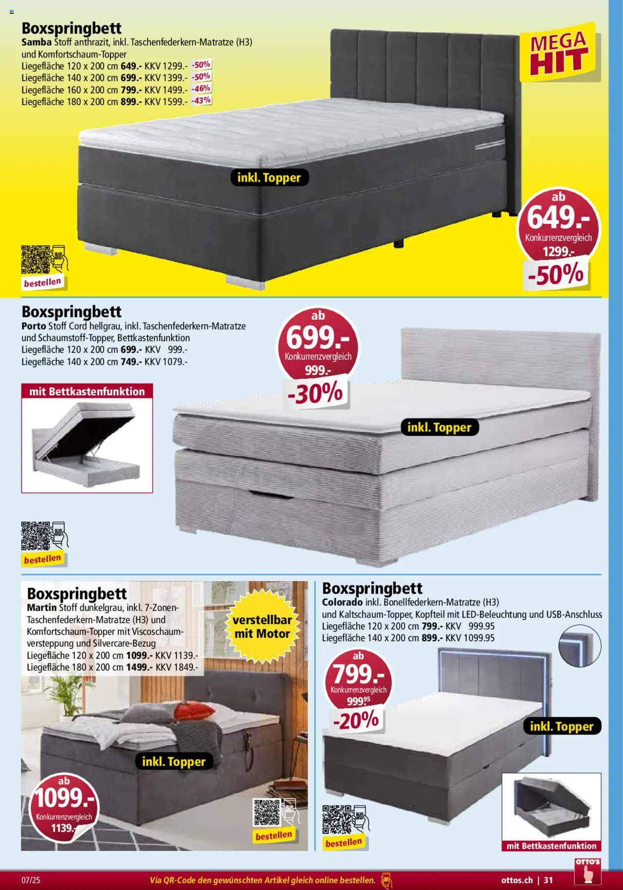 Otto's  Möbelflyer ab 01.07.2025 | Seite: 31 | Produkte: Topper, Boxspringbett