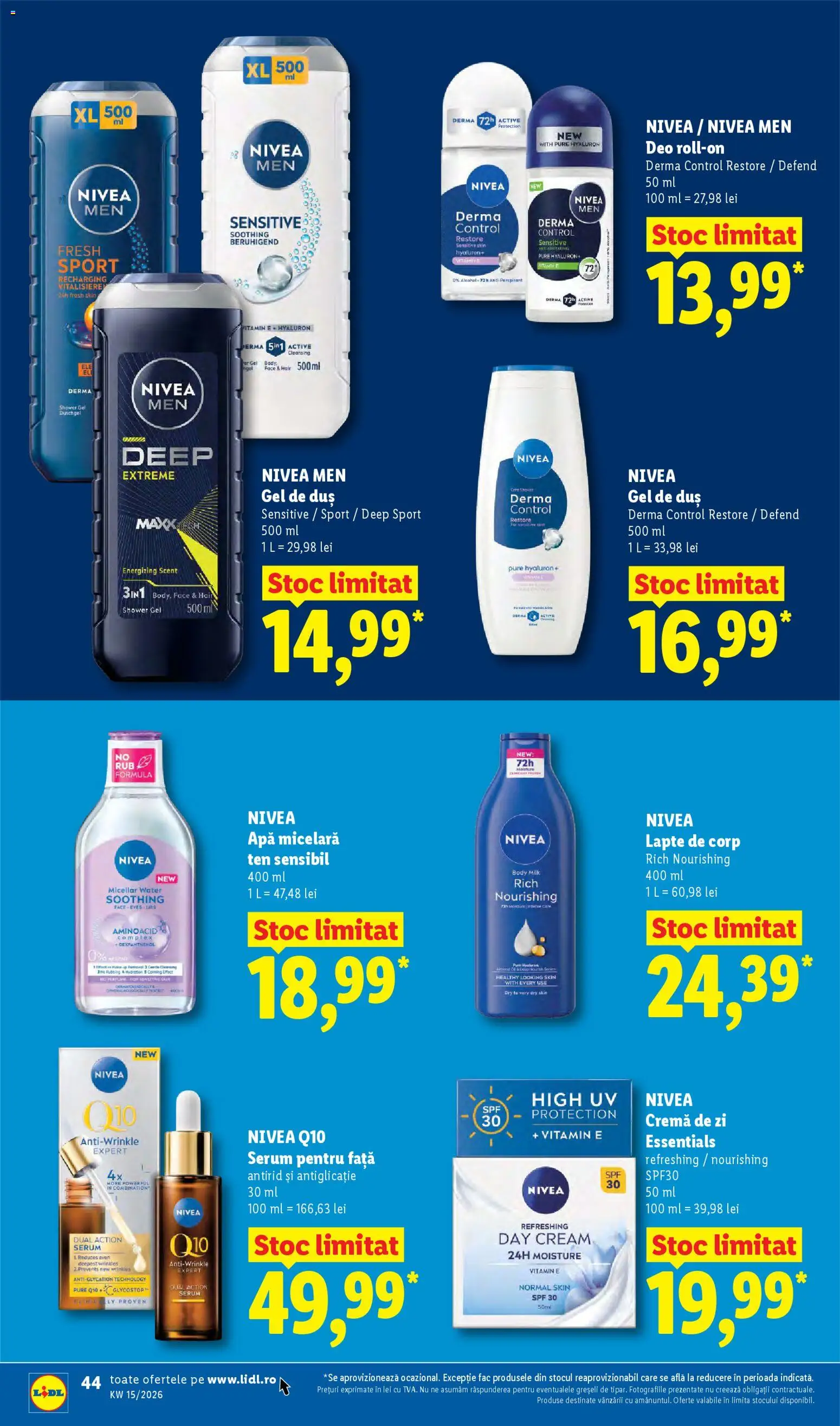 Noul catalog Lidl – valabil de la 06.04.2026 | Pagină: 44 | Produse: Serum, Duș, Lapte, Gel de duș