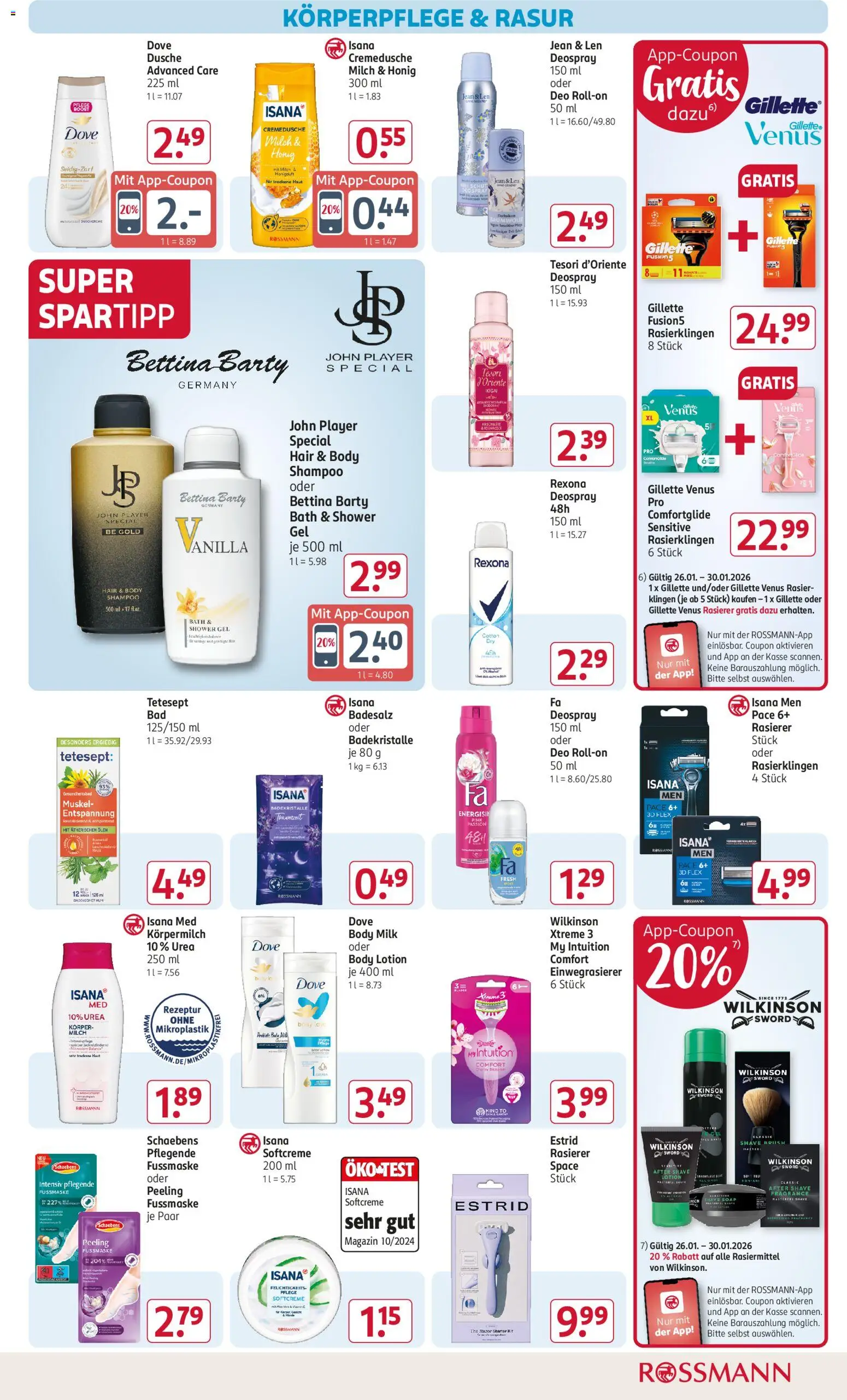 Rossmann Prospekt 	 – gültig ab 26.01.2026 | Seite: 7 | Produkte: Rasierer, Milch, Body Lotion, Body Milk
