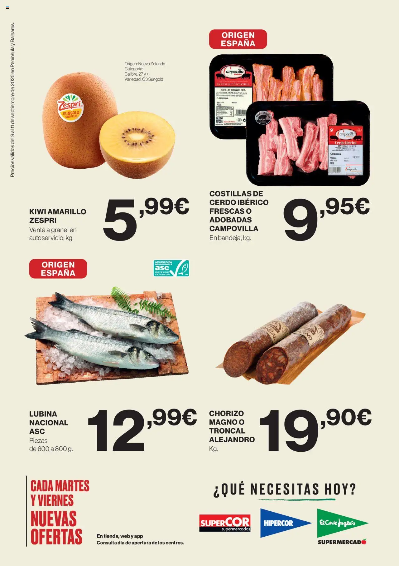 Hipercor catálogo │ válido desde el 09.09.2025 | Página: 2 | Productos: Cerdo, Kiwi, Peso