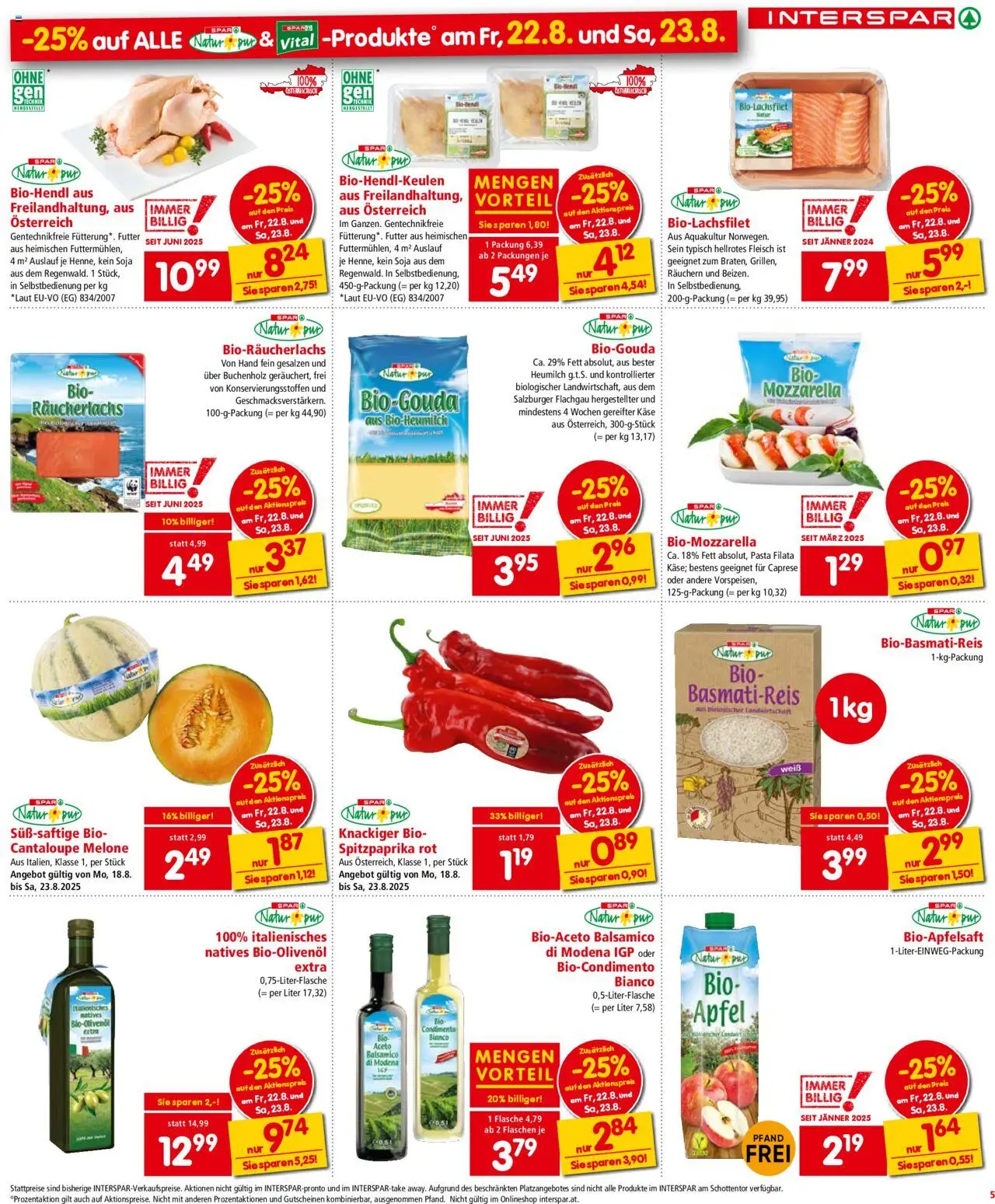 Interspar Flugblatt - Oberösterreich gültig ab 21.08.2025 | Seite: 5 | Produkte: Pasta, Melone, Käse, Äpfel