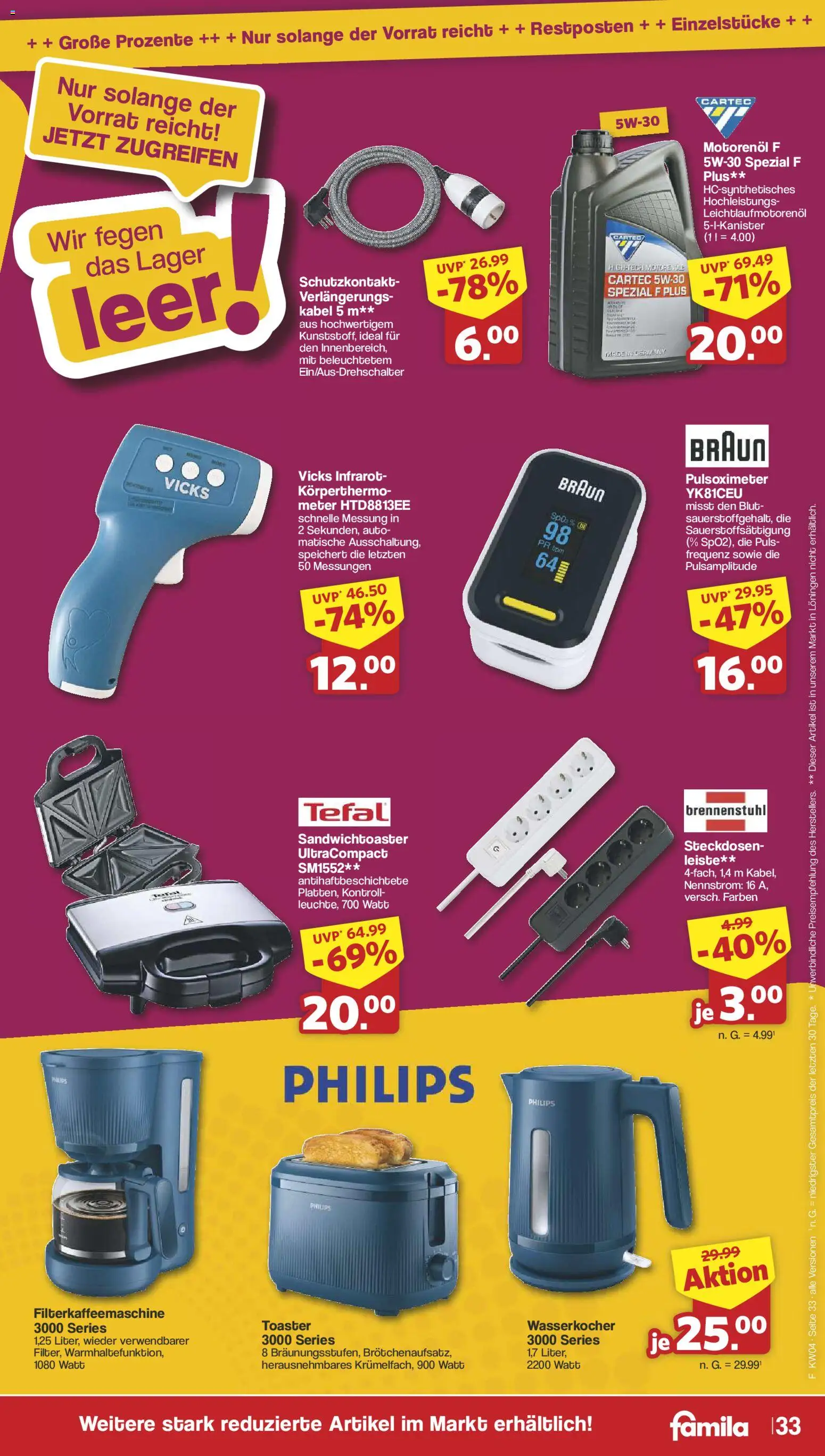 Famila Nordwest Prospekt 	 – gültig ab 19.01.2026 | Seite: 33 | Produkte: Philips, Wasserkocher, Toaster, Filterkaffeemaschine