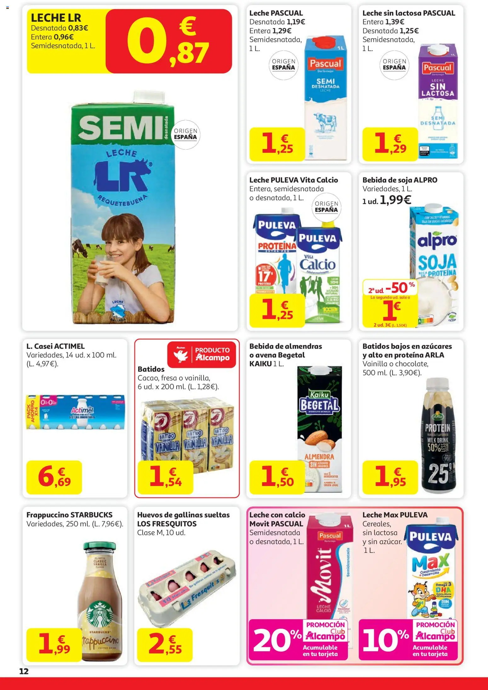 Alcampo - HG Catalan  │ válido desde el 29.12.2025 | Página: 12 | Productos: Leche desnatada, Leche, Huevos, Bebida de almendras