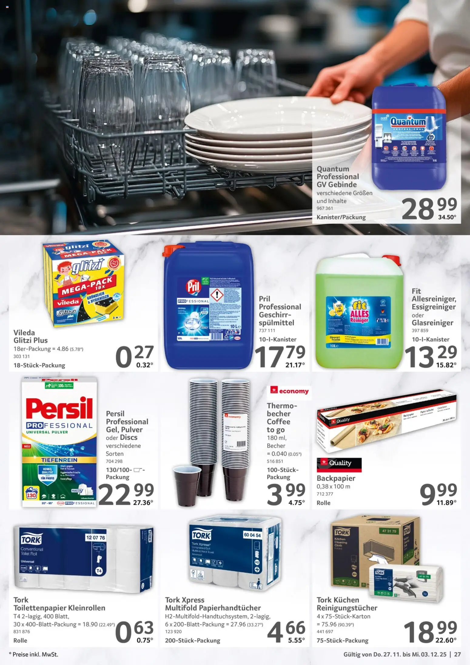 Selgros Prospekt 	 – gültig ab 27.11.2025 | Seite: 27 | Produkte: Reinigungstücher, Pril, Kuchen, Zitronen