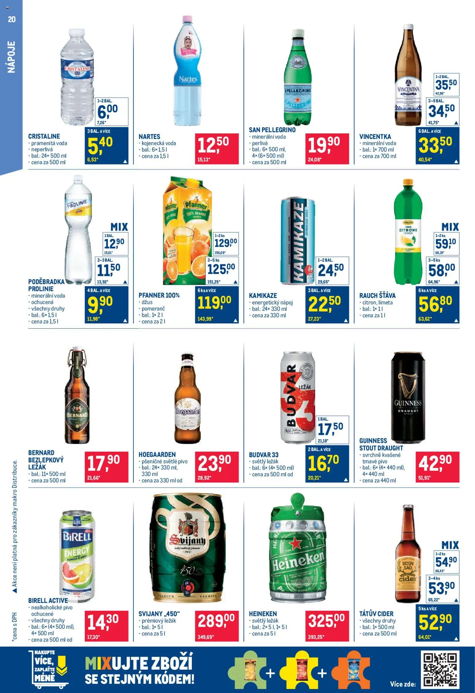 Makro leták - Pro milovníky jídla od 11.02.2026 | Strana: 20 | Produkty: Kojenecká voda, Pivo, Nealkoholické pivo, Vincentka
