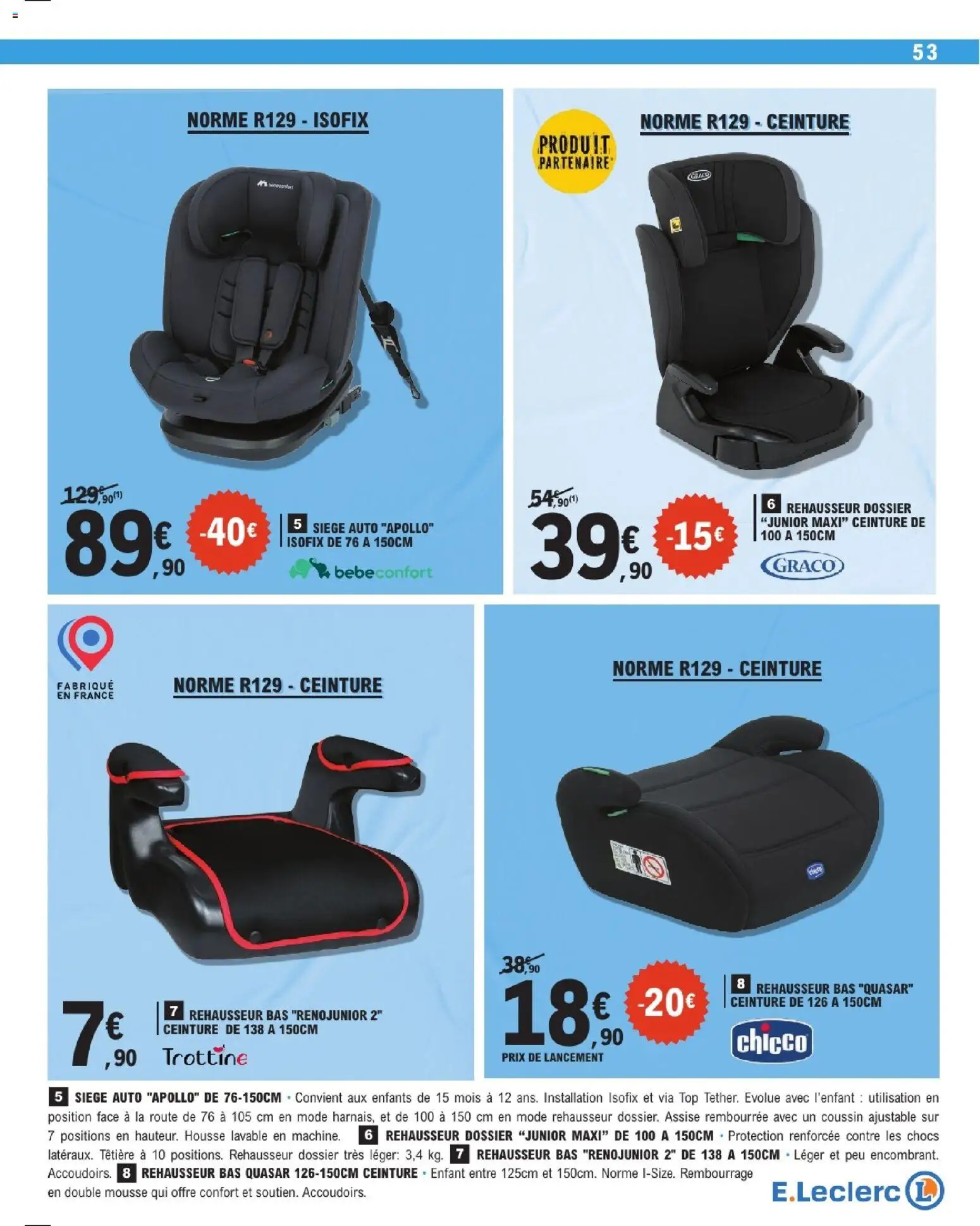 {H1} | Page: 53 | Produits: Ceinture, Mousse, Rehausseur, Siège auto