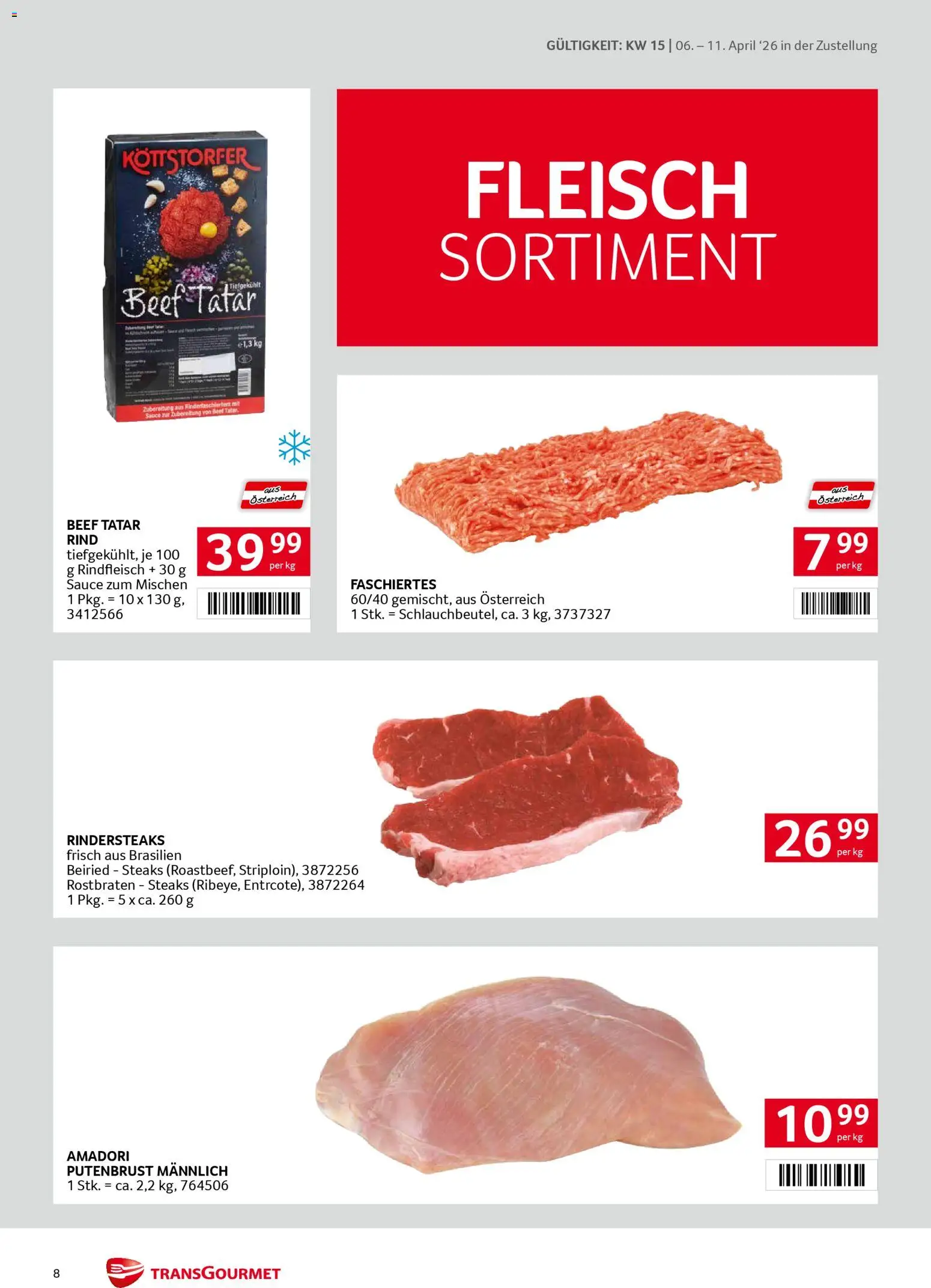 Transgourmet Zustellaktion gültig ab 06.04.2026 | Seite: 8 | Produkte: Rindfleisch
