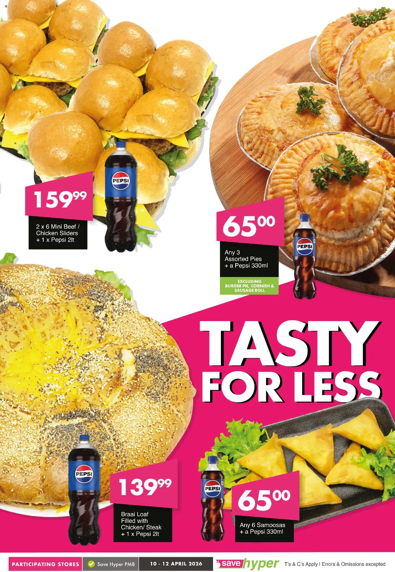 New Save catalogue – valid from 10.04.2026 | Page: 10 | Products: Samoosas, Chicken, Beef, Sausage