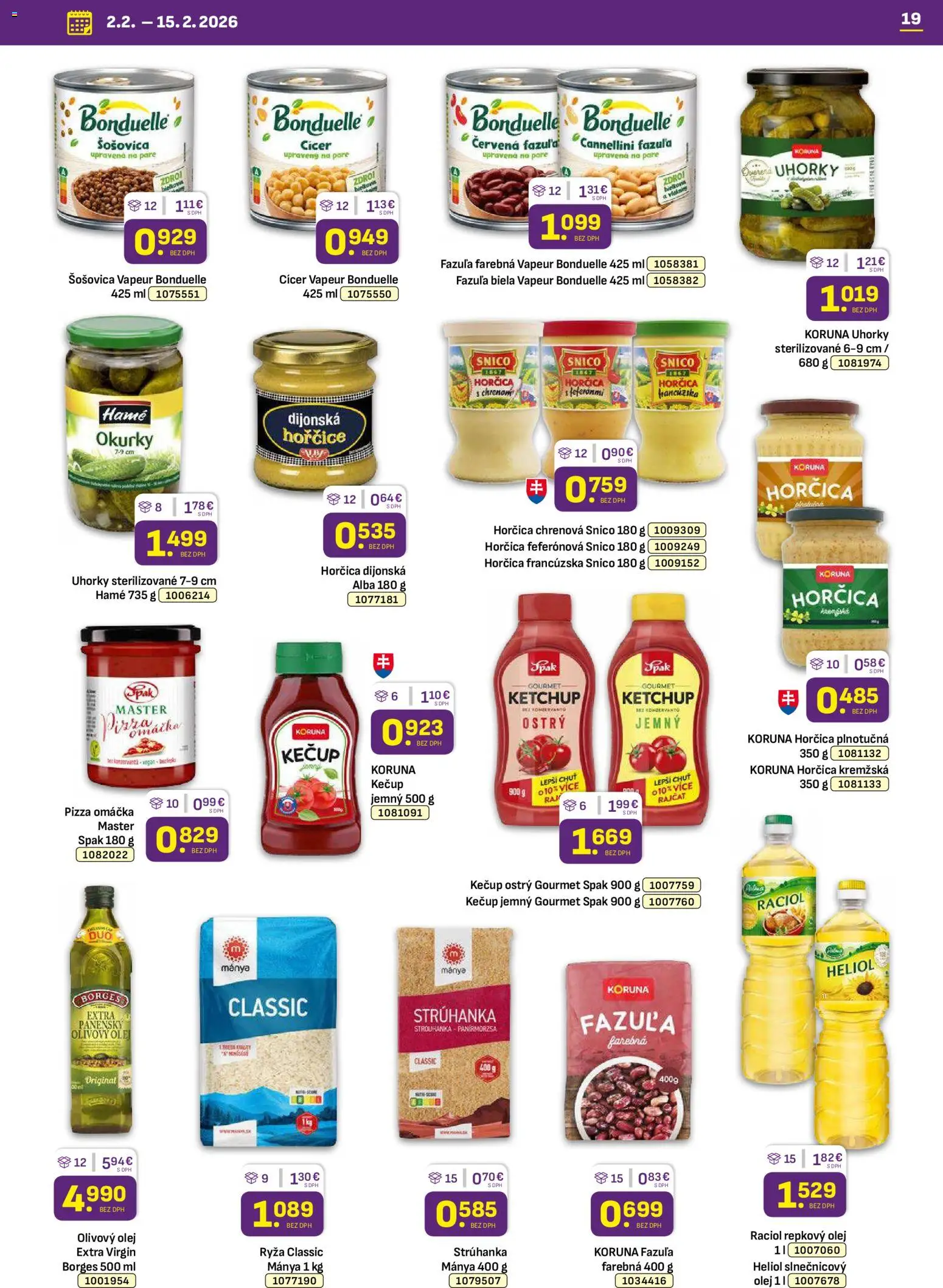 Nové Libex akcie – leták je platný od 02.02.2026 | Strana: 19 | Produkty: Pizza, Olivový olej, Fazuľa, Šošovica