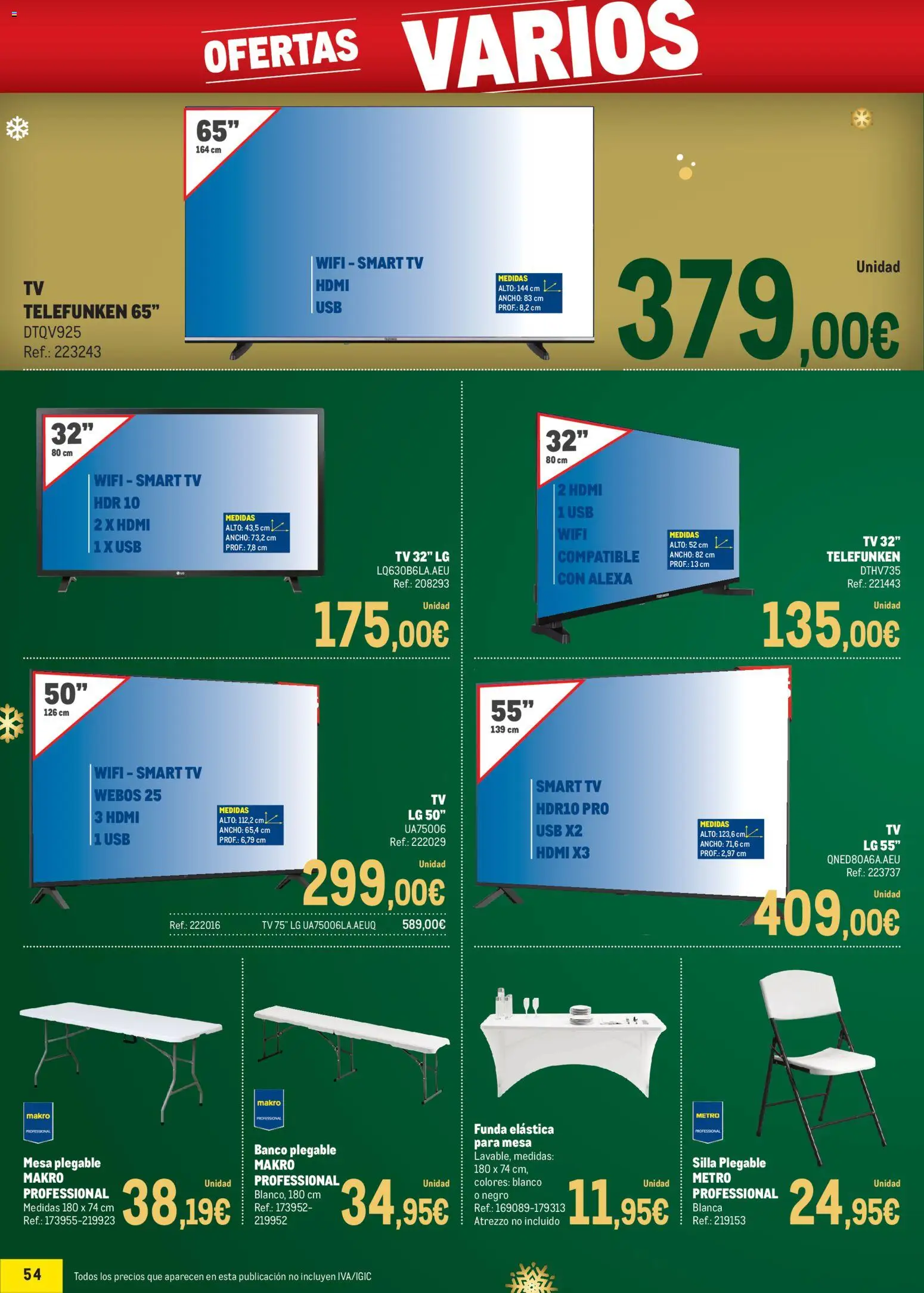 Makro - Precios Navidad Canarias │ válido desde el 24.11.2025 | Página: 54 | Productos: Funda, USB, Mesa, Silla