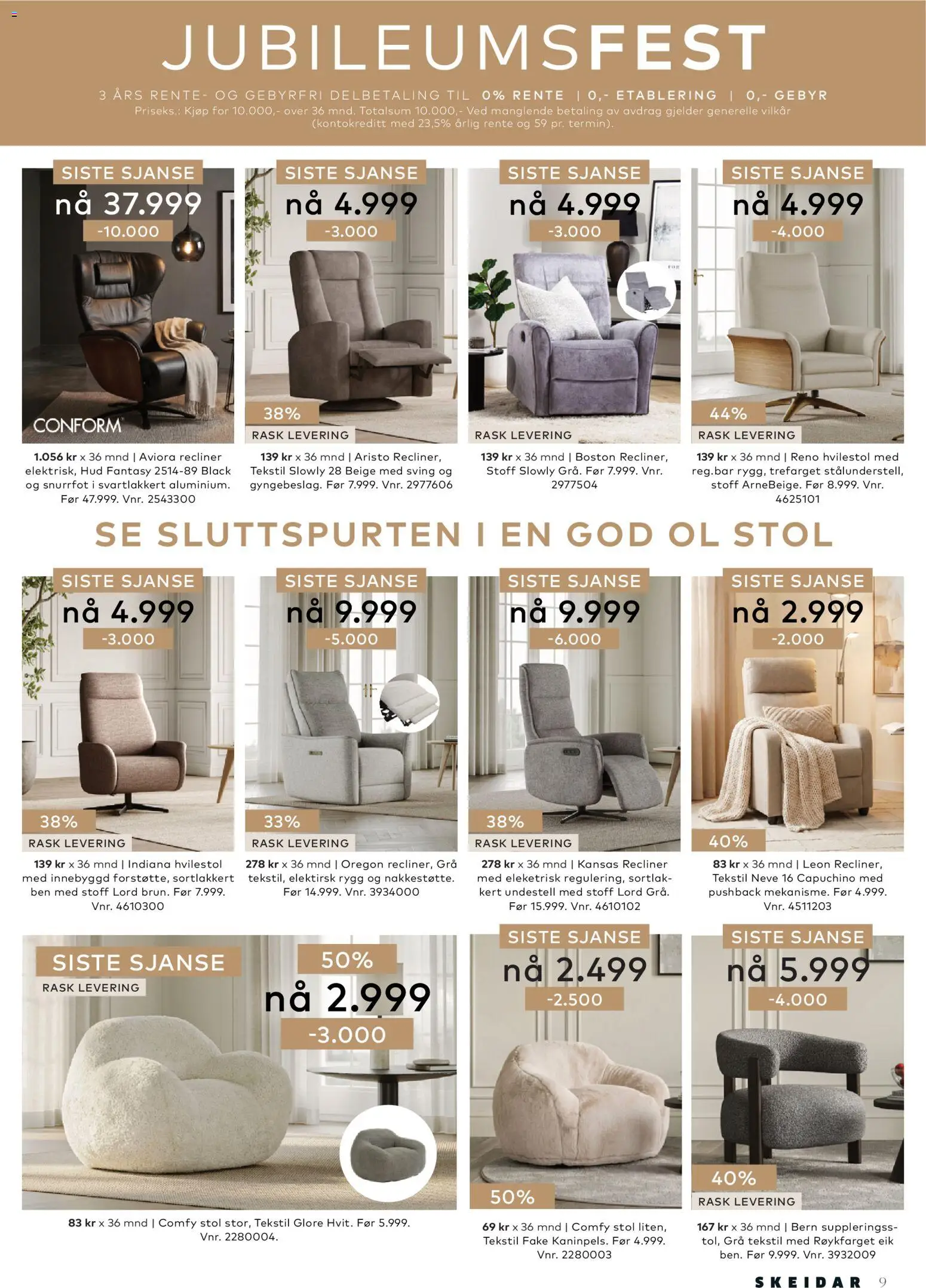 {H1} | Side: 9 | Produkter: Øl, Hvilestol, Stol