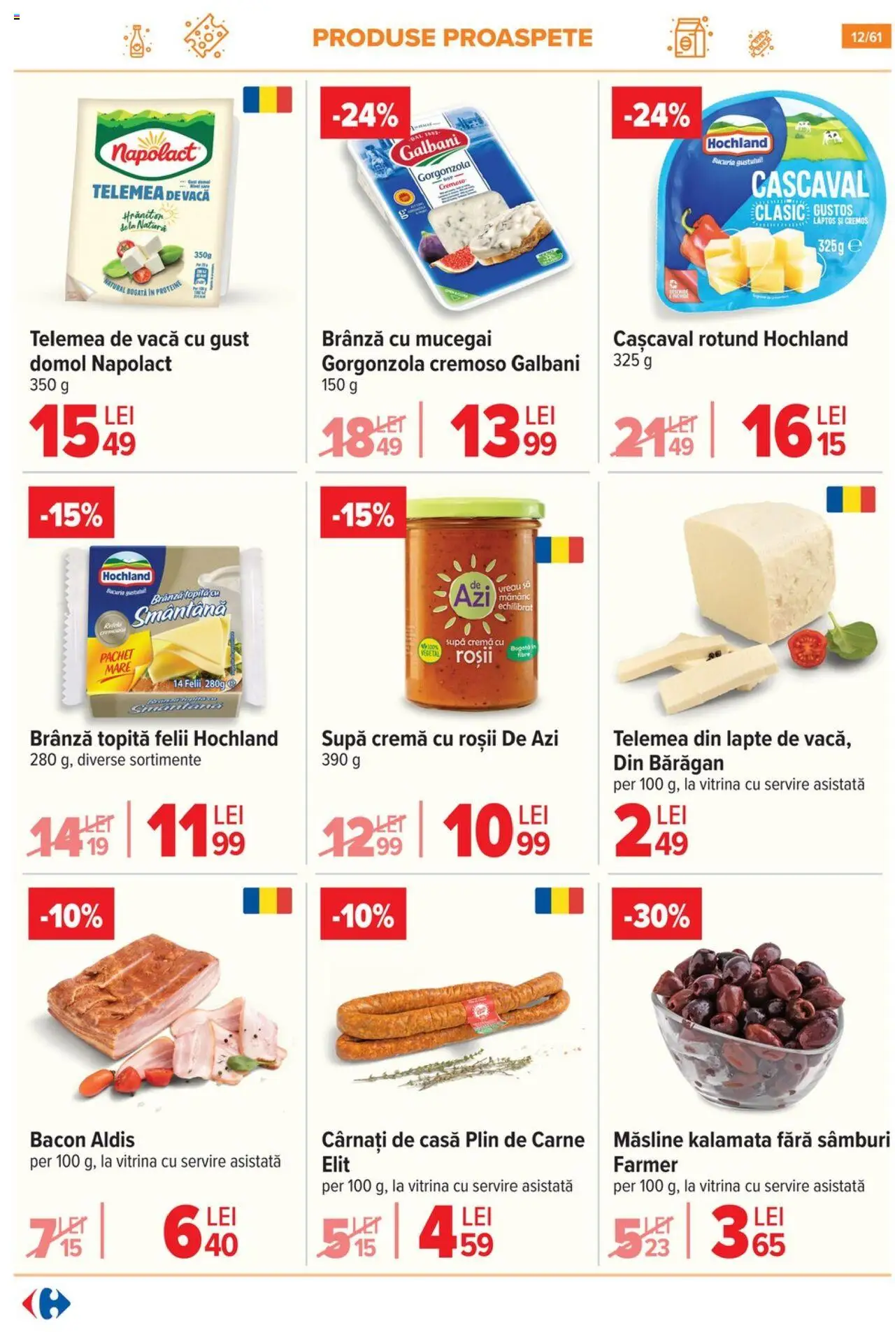 Catalog Carrefour – valabil de la 13.08.2025 | Pagină: 13 | Produse: Cașcaval, Gorgonzola, Smântână, Cârnați