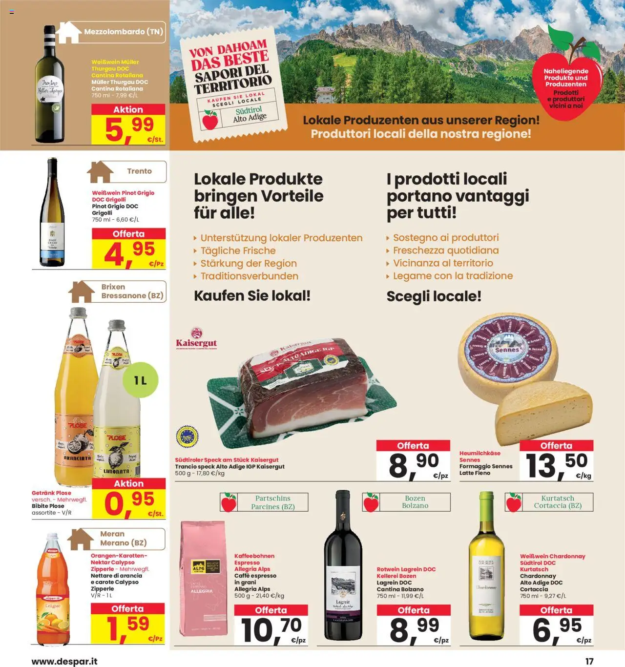 Volantino Interspar del 05.06.2025 | Pagina: 17 | Prodotti: Speck, Caffè, Carote, Formaggio