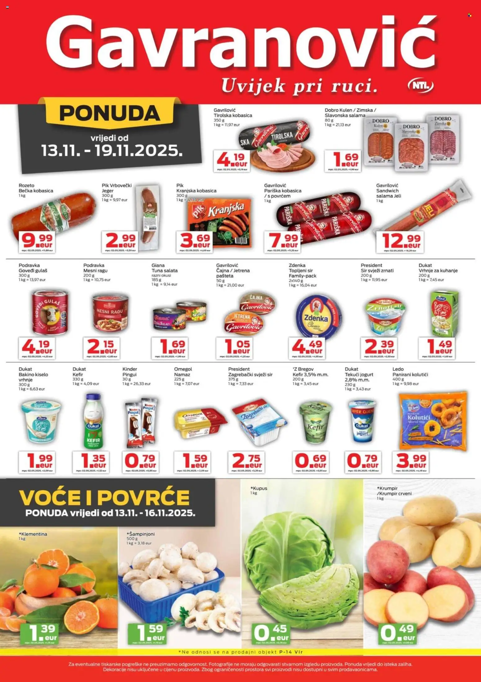 Gavranović katalog | vrijedi od 13.11.2025 | Stranica: 2 | Proizvodi: Sir, Salama, Ledo, Pašteta