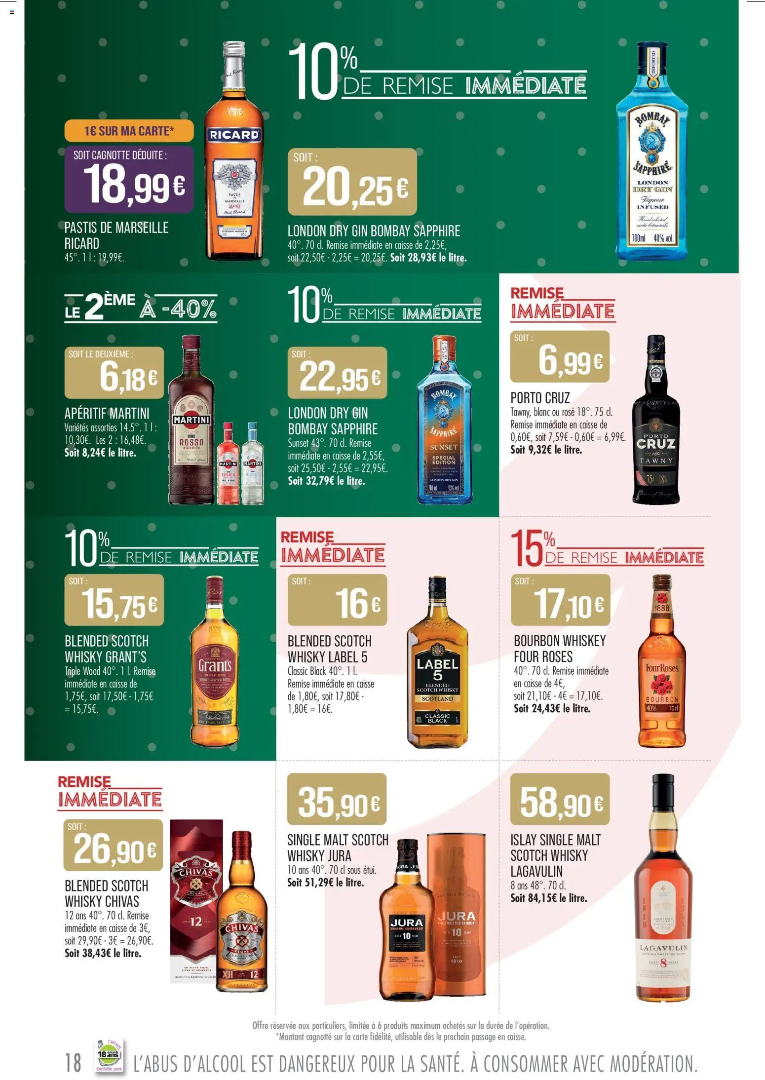 {H1} | Page: 18 | Produits: Whisky, Pastis, Whisky Label 5, Gin