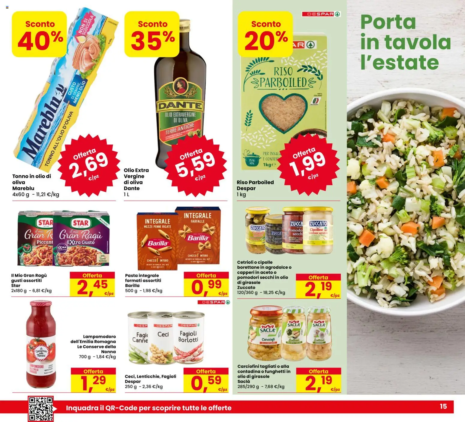 Volantino Despar del 21.04.2026 | Pagina: 15 | Prodotti: Riso, Cipolle, Pasta, Tonno