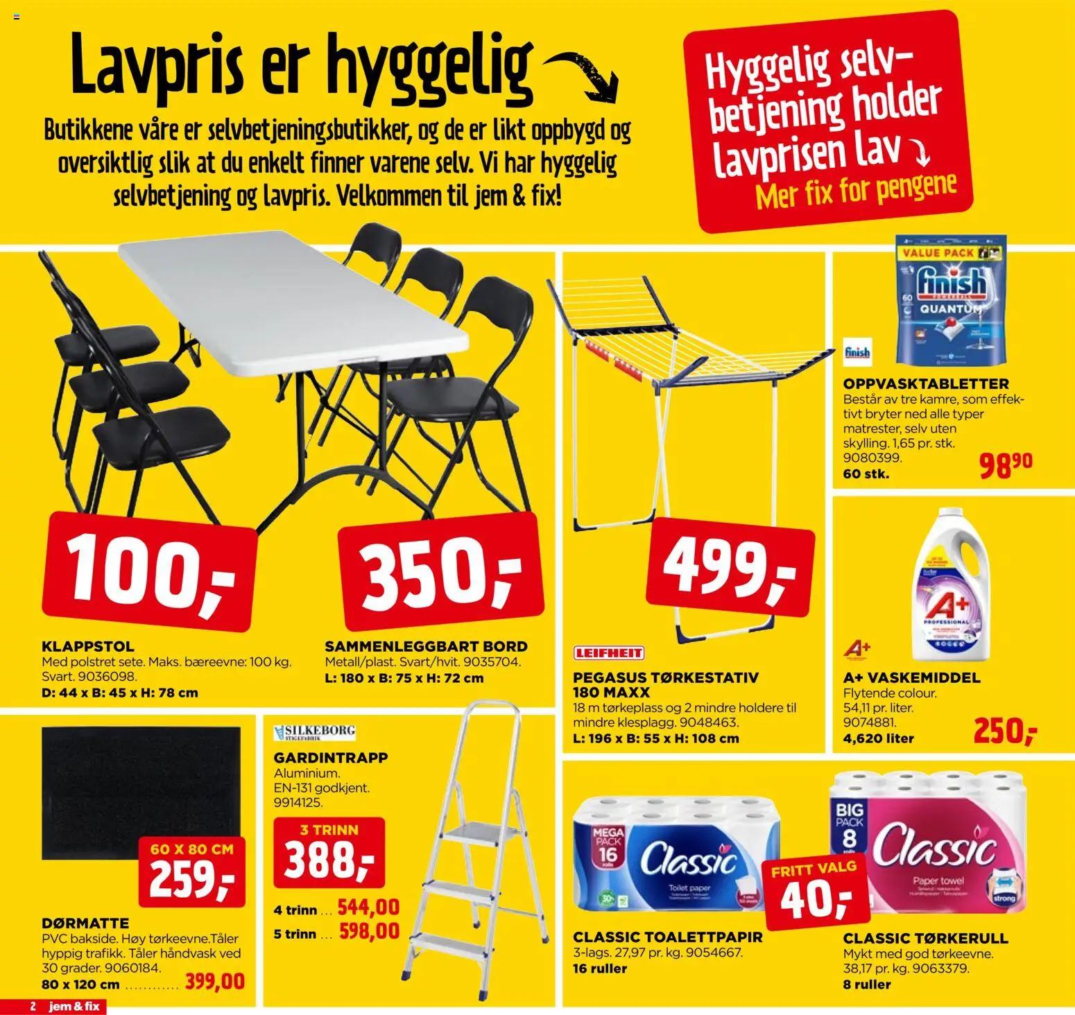 {H1} | Side: 2 | Produkter: Toalettpapir, Bord, Dørmatte, Tørkerull