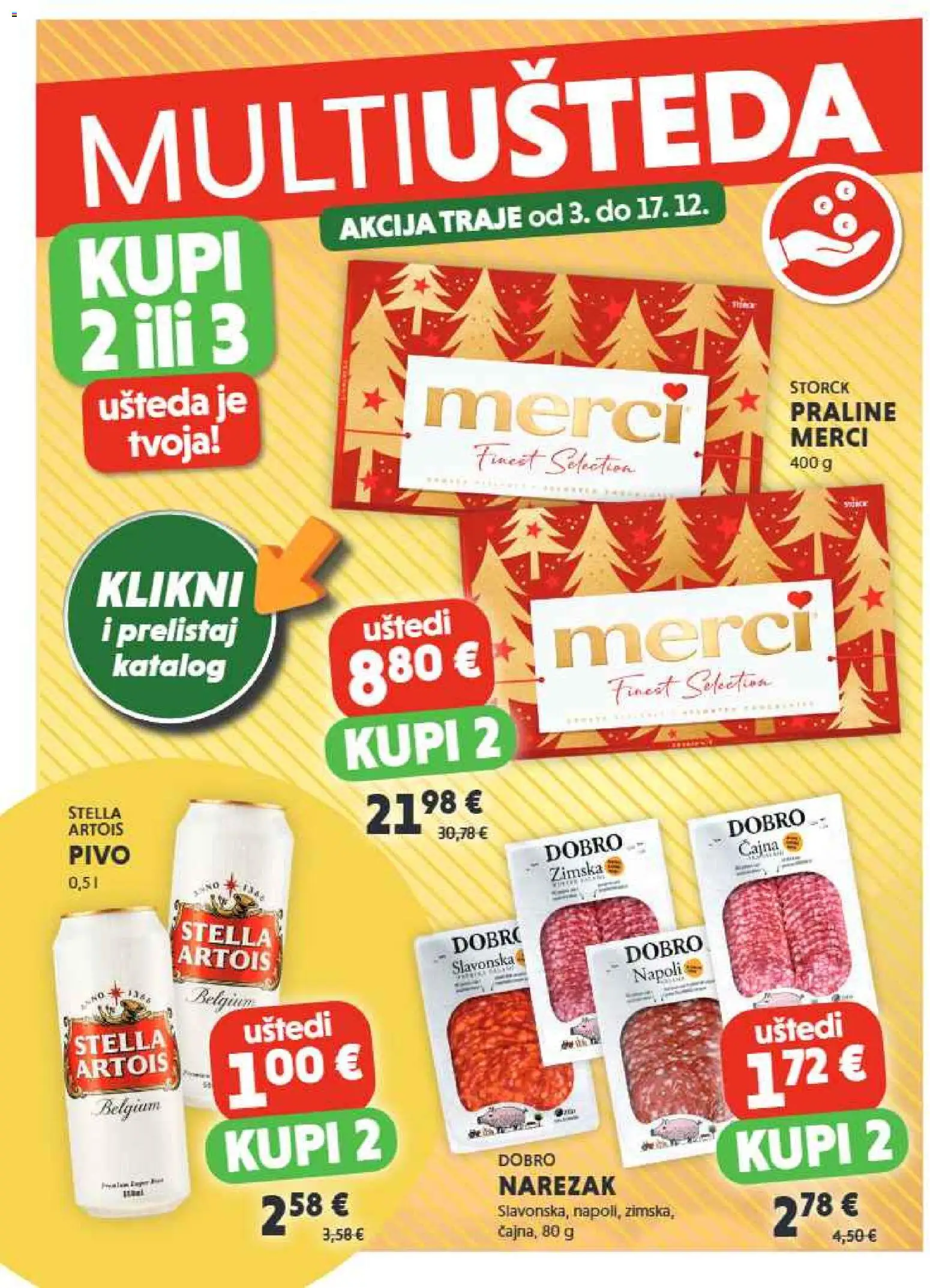Studenac katalog | vrijedi od 10.12.2025 | Stranica: 2 | Proizvodi: Praline, Pivo, Narezak, Merci