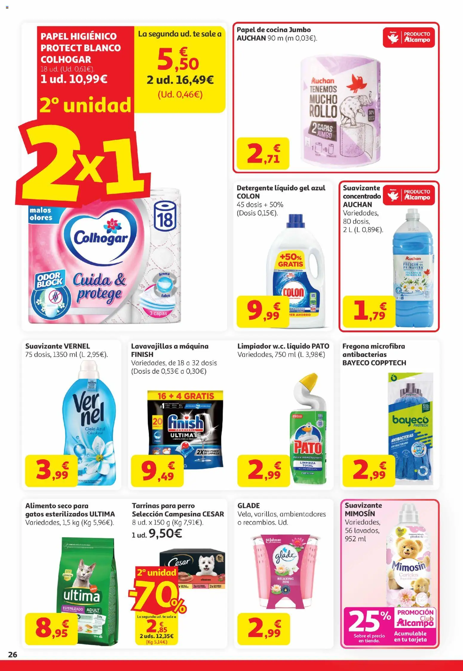 Alcampo Canarias │ válido desde el 07.04.2026 | Página: 26 | Productos: Detergente, Papel higienico, Detergente líquido, Cocina